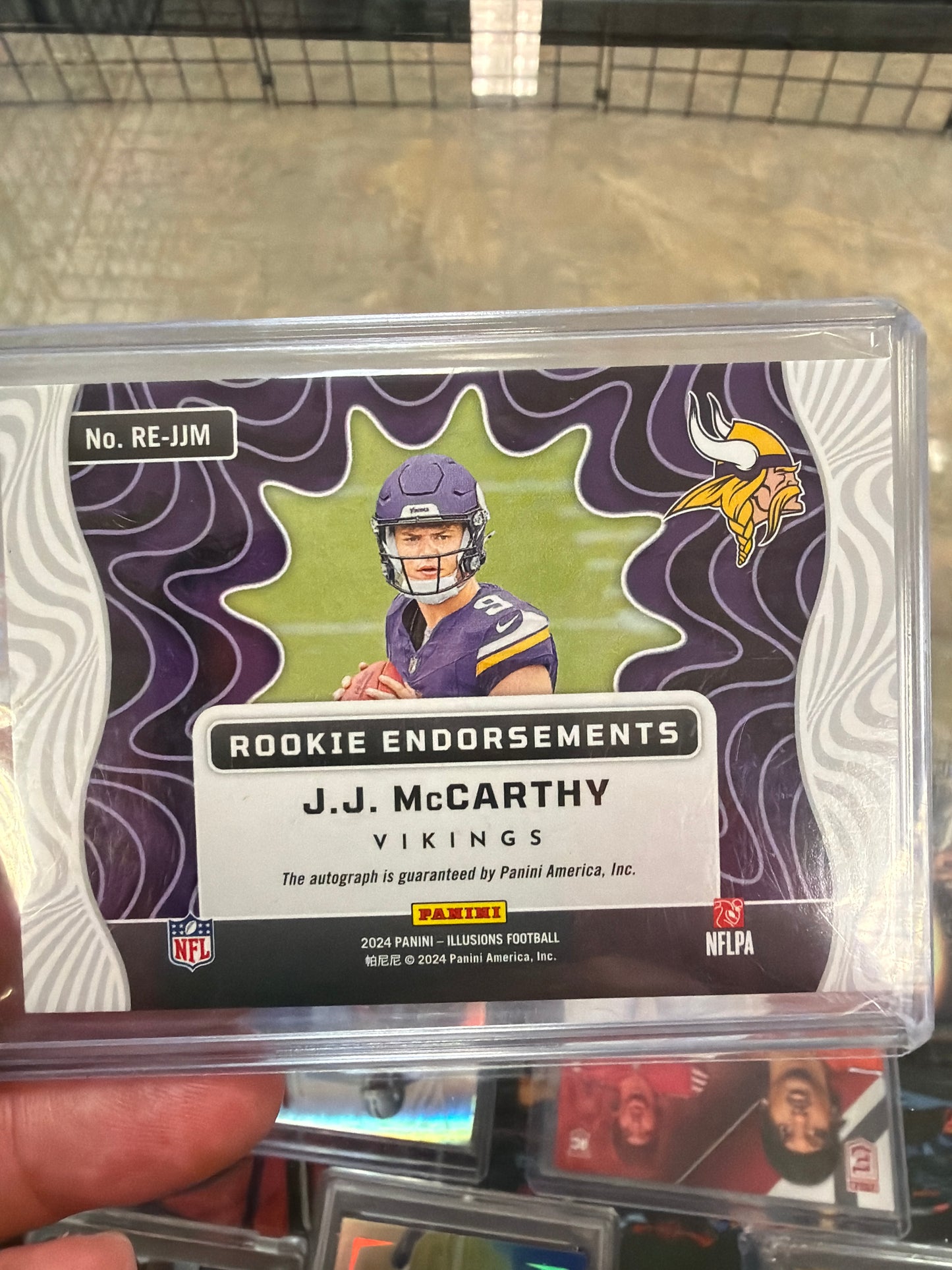 2024 Panini Illusions J.J. McCarthy Rookie Endorsements Auto /99 Vikings RC #RE-JJM