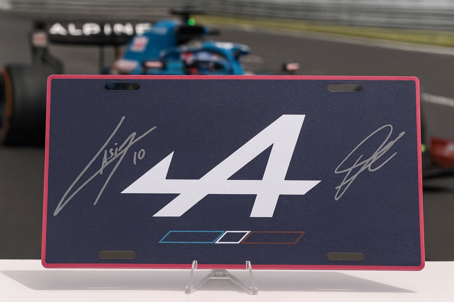 Alpine F1 License Plate – ABS Display Plate | Blue & Pink Edition