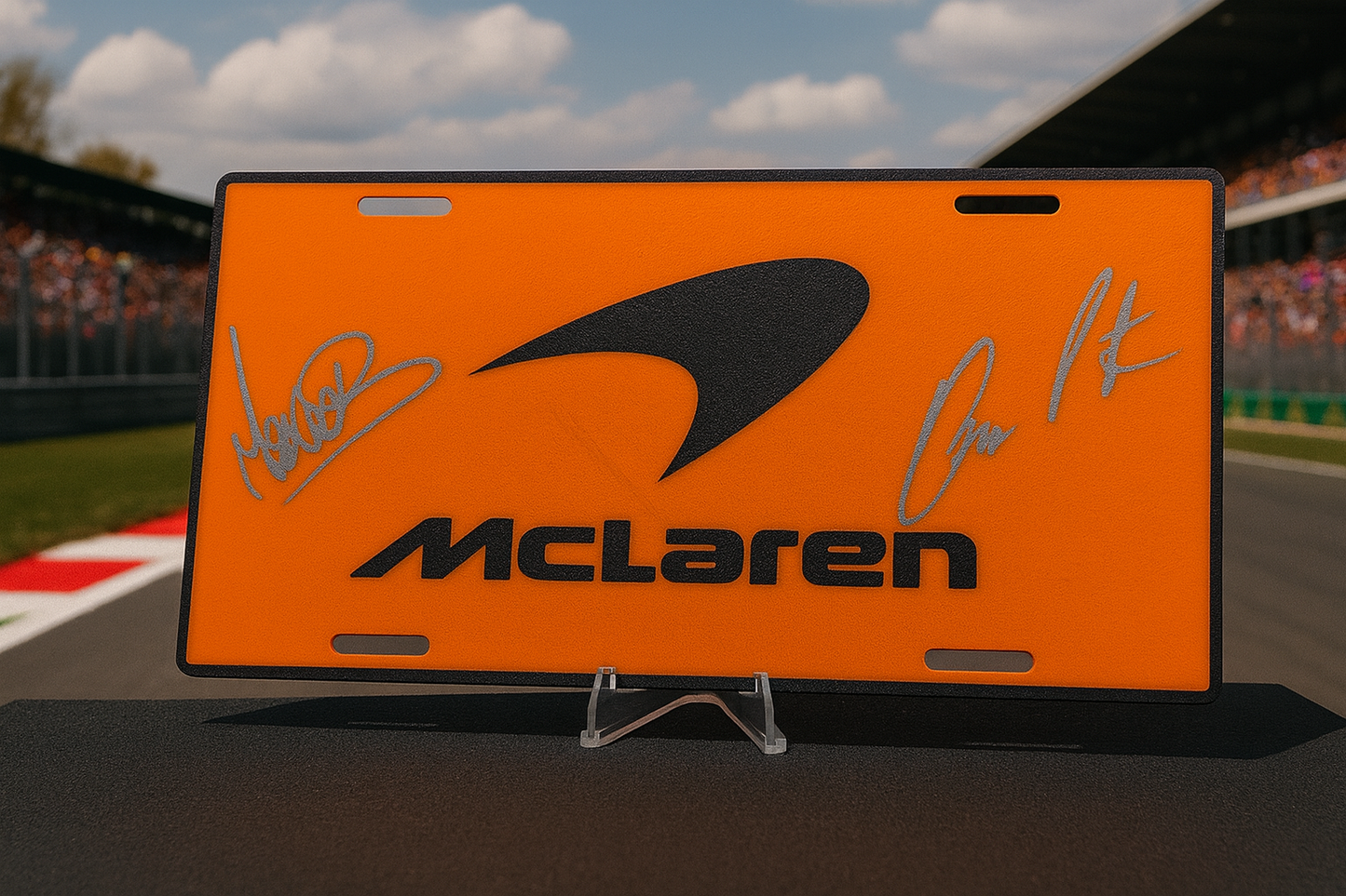 McLaren F1 License Plate – ABS Display Plate | Papaya Orange Edition