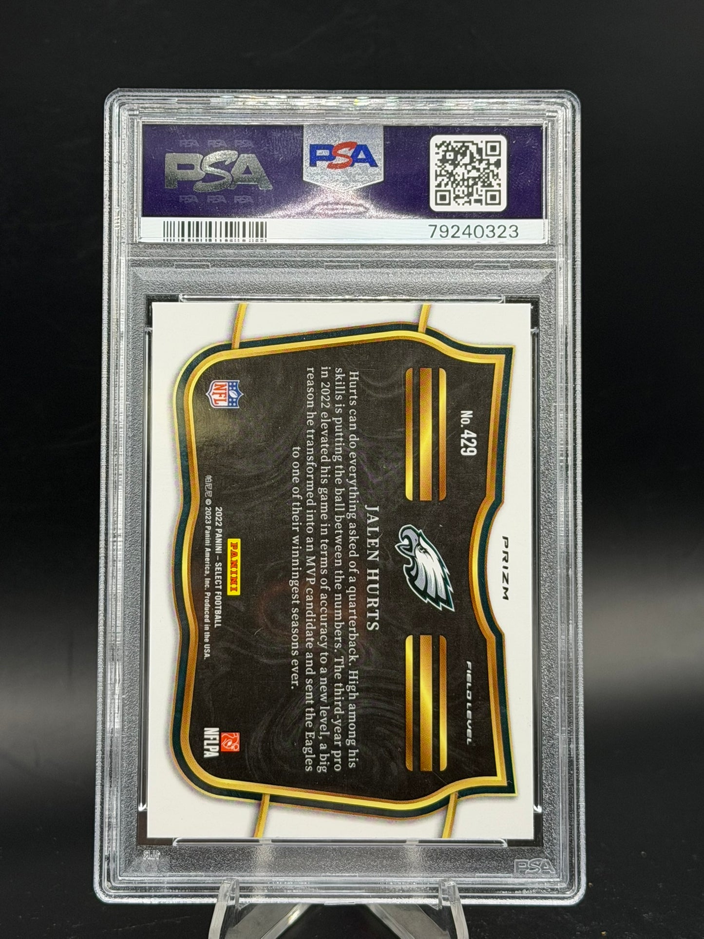 2022 Panini Select Jalen Hurts #429 Zebra Prizm SSP PSA 10 GEM MINT Eagles
