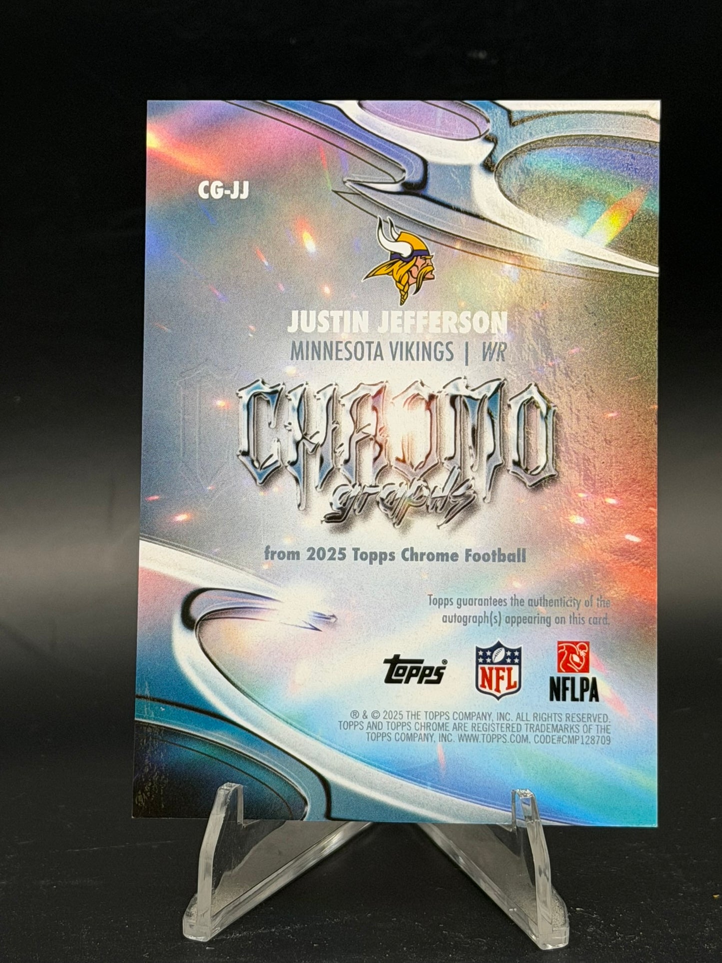 2025 Topps Chrome Justin Jefferson Chromographs Auto Black Geometric /10 CG-JJ Vikings