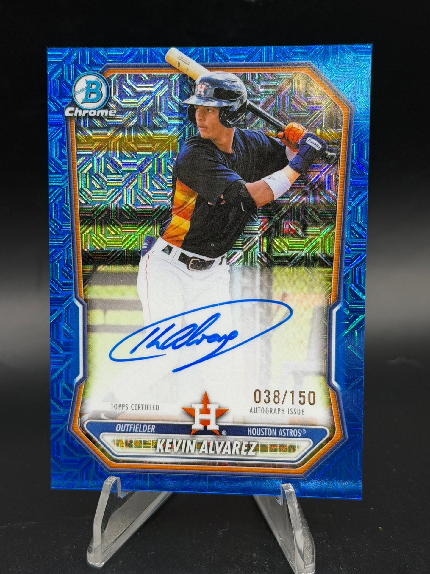 2025 Bowman Chrome Mega Kevin Alvarez Blue Mojo Auto /150 Astros BMA-KA