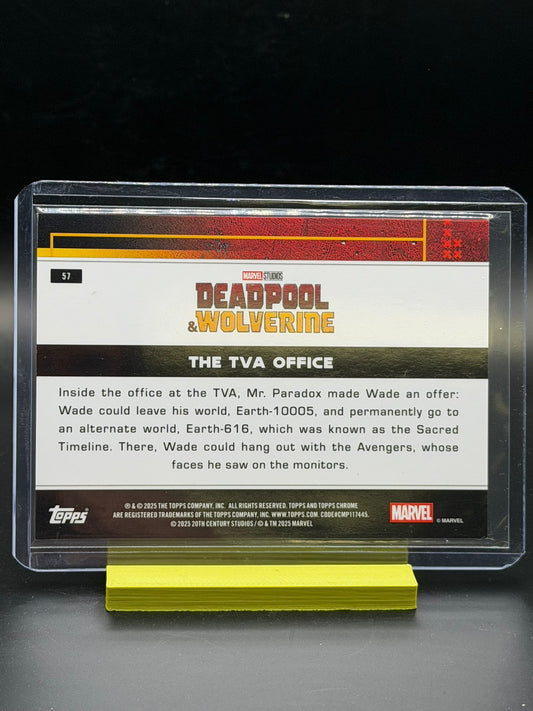 2025 Topps Chrome Deadpool & Wolverine The TVA Office Orange Shimmer /25 – 10/25