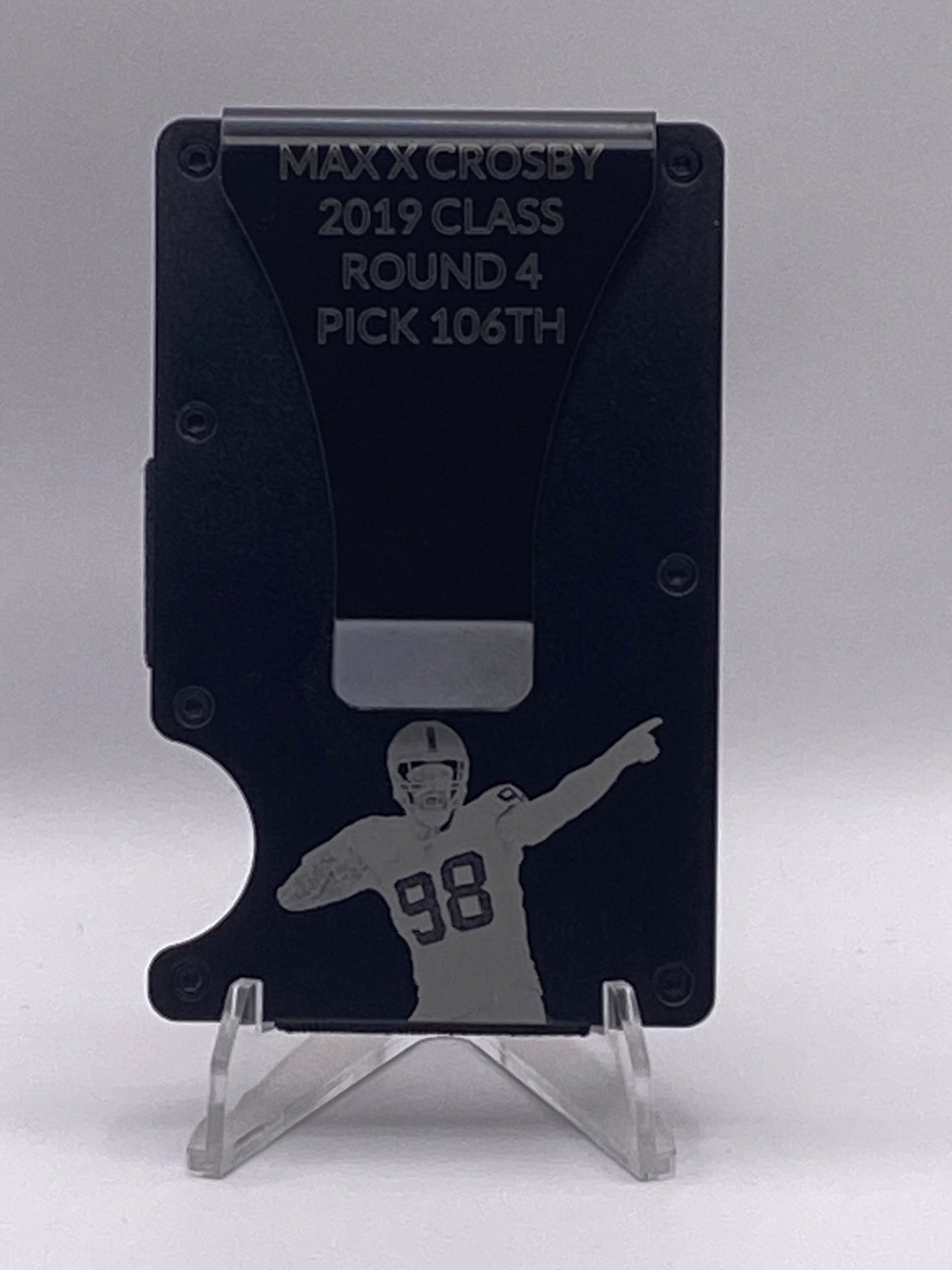 Las Vegas Raiders Maxx Crosby RFID Wallet – 1/1 Custom Engraved Aluminum Money Clip