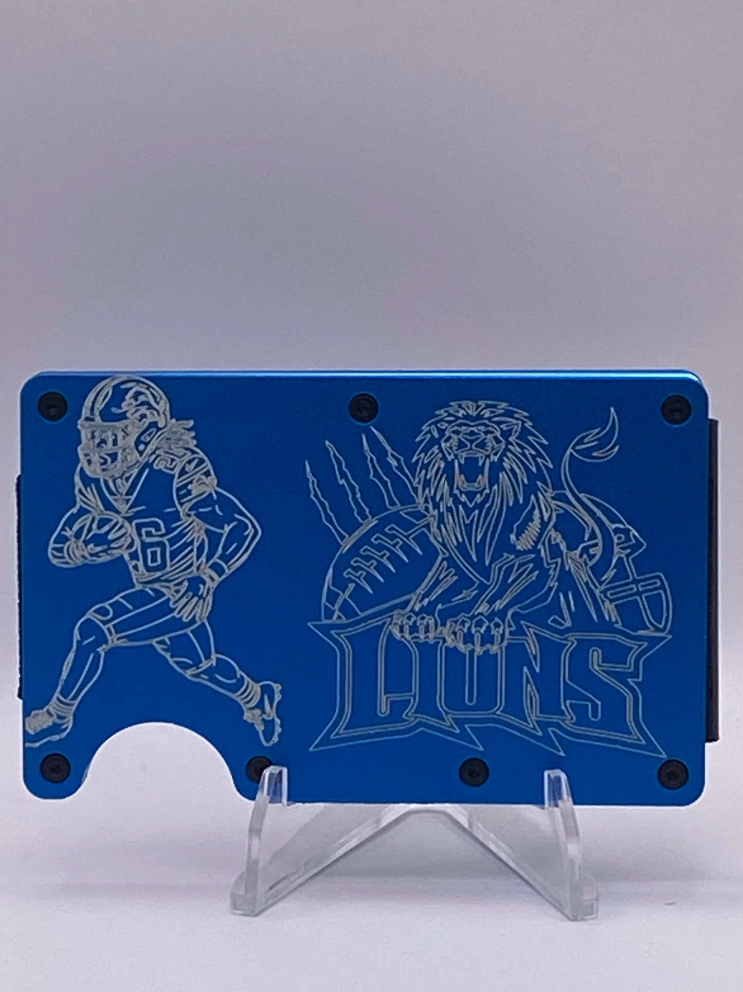 Detroit Lions Jahmyr Gibbs “Sonic” RFID Wallet – 1/1 Custom Engraved Aluminum Money Clip