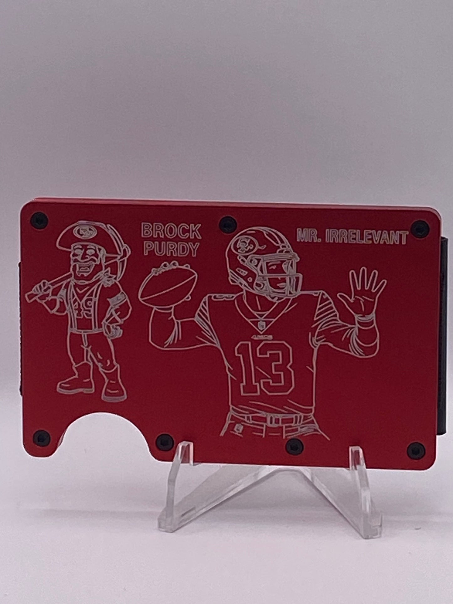 San Francisco 49ers Brock Purdy “Mr. Irrelevant” RFID Wallet – 1/1 Custom Engraved Aluminum Money Clip