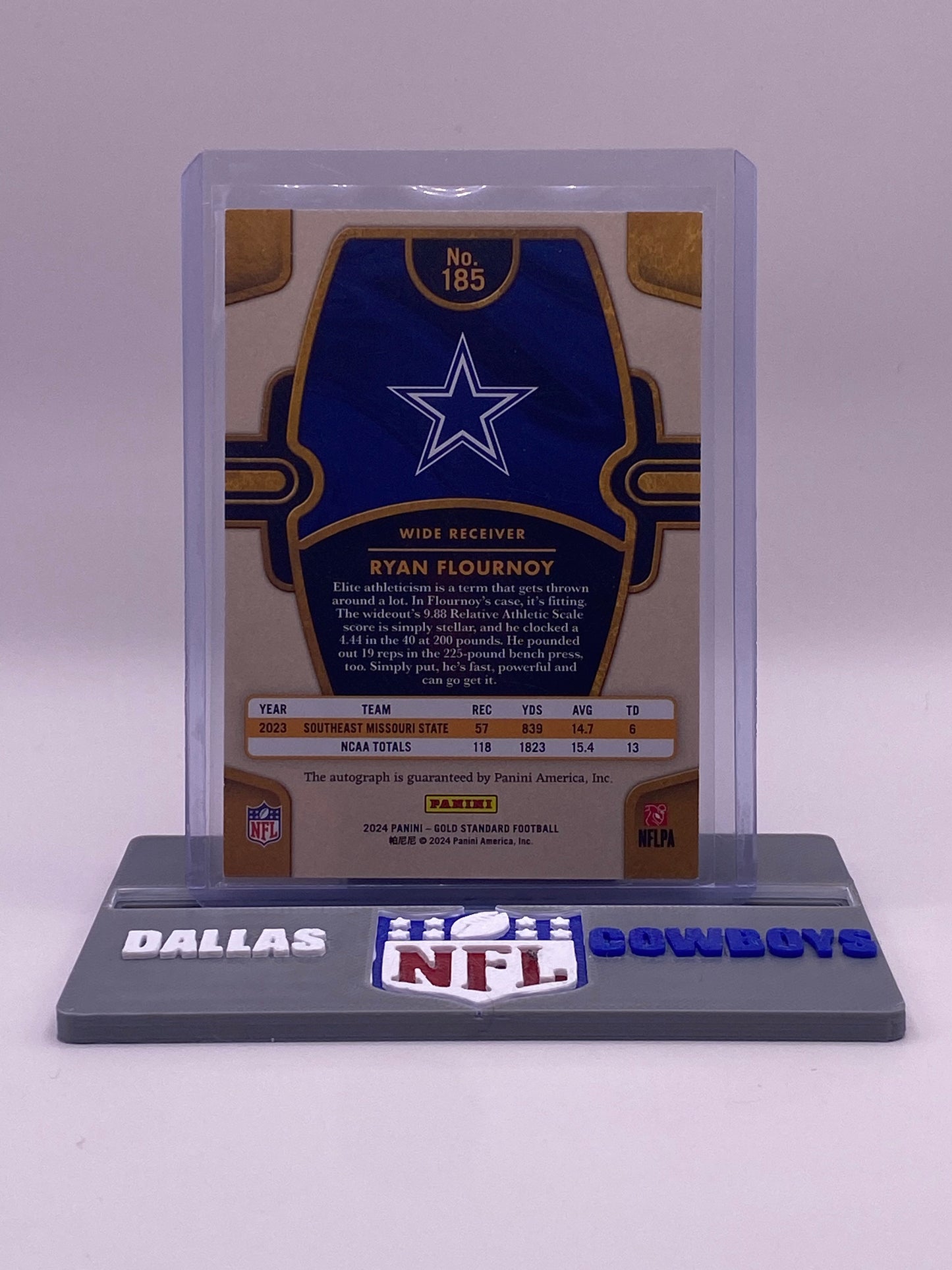 Ryan Flournoy 2024 Panini Gold Standard Rookie Auto #185 /299 – Dallas Cowboys + Stand