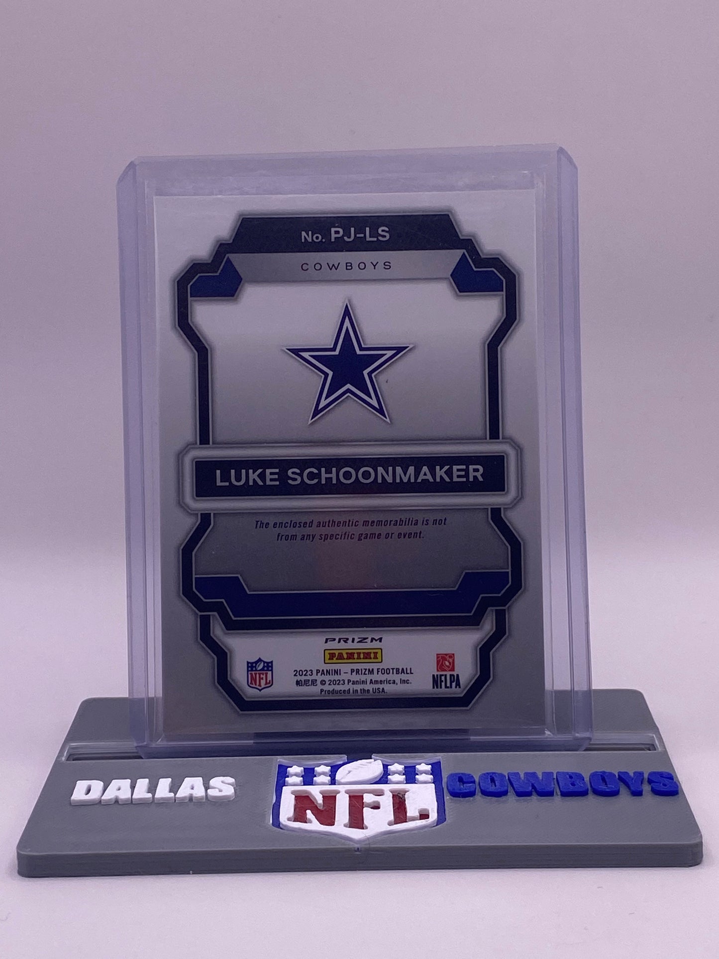 2023 Panini Prizm Luke Schoonmaker Premier Jerseys RC Patch #PJ-LS Dallas Cowboys