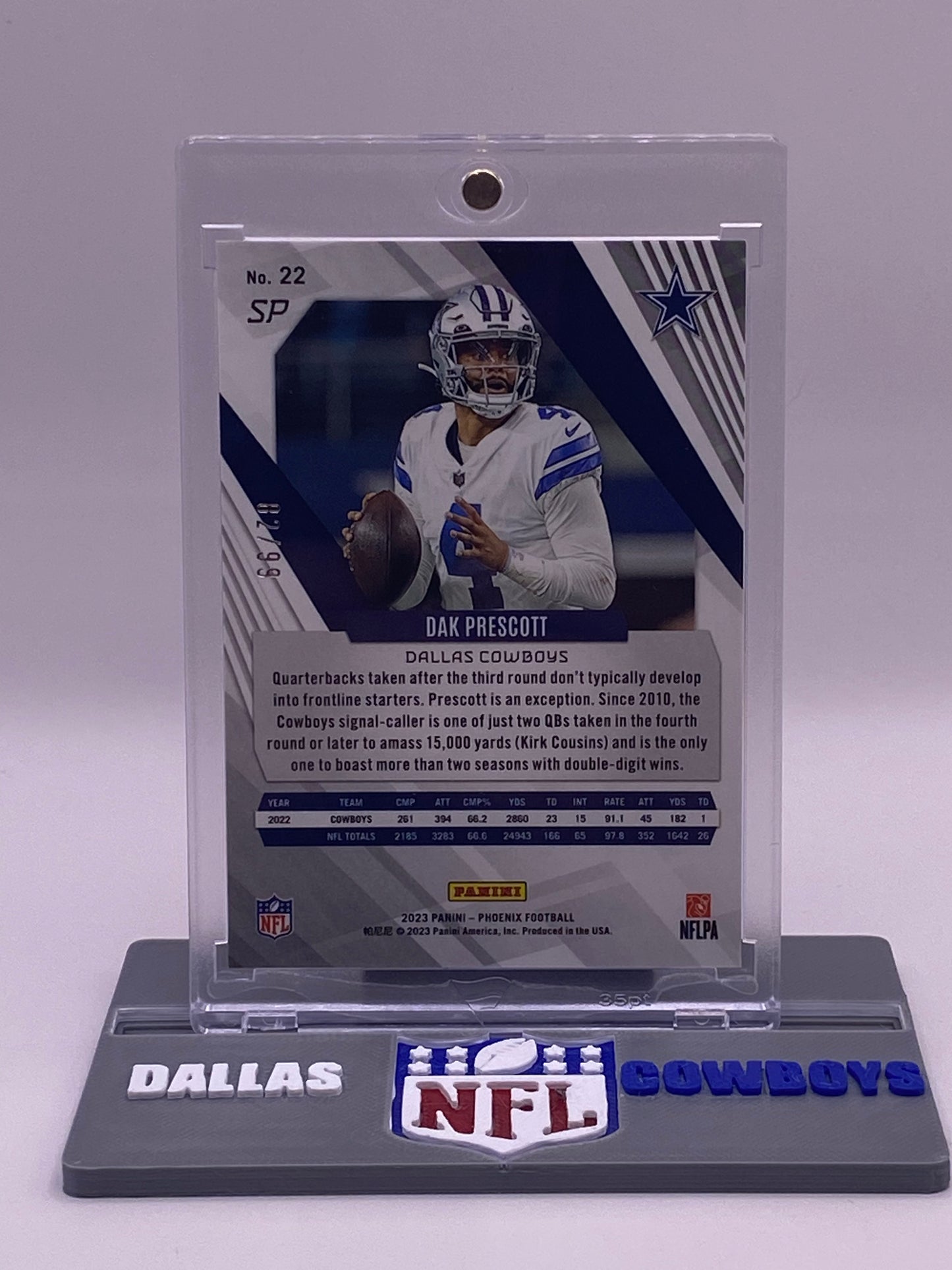2023 Panini Phoenix Dak Prescott SP #22 62/99 – Dallas Cowboys QB – NFL Insert Card (Display-Ready)