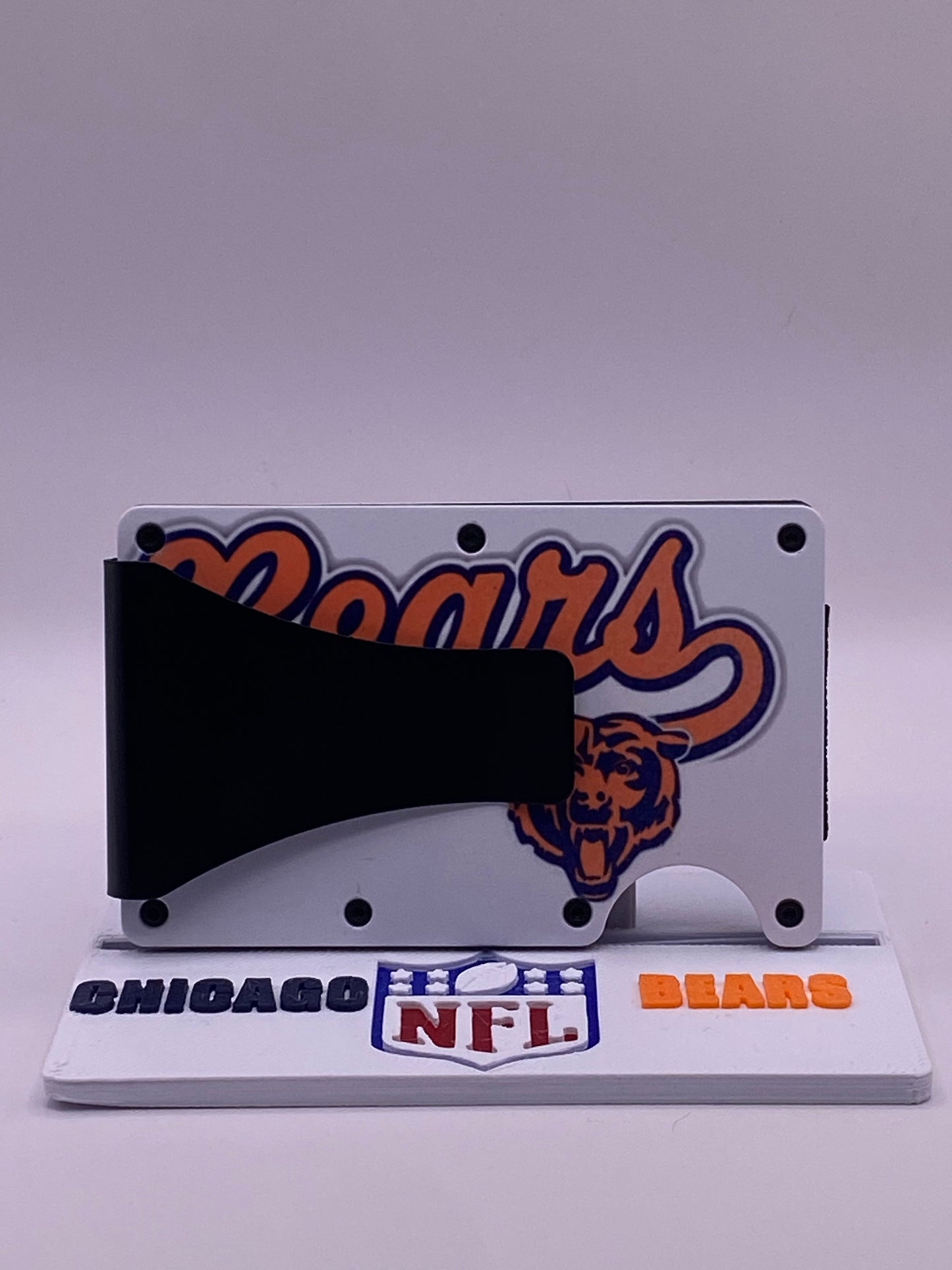 1/1 Caleb Williams Chicago Bears RFID Wallet + Display Stand — Walter Payton Watching With Approval