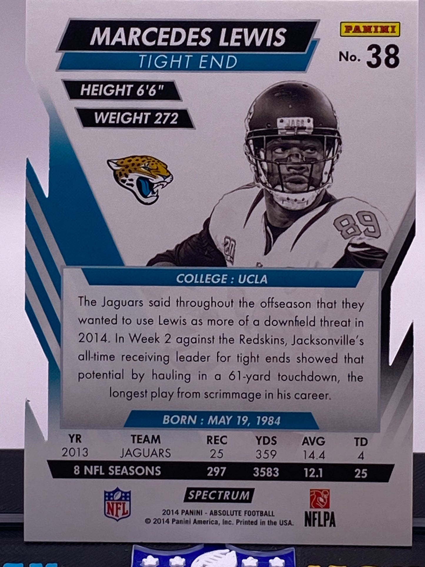 2014 Panini Absolute Football Spectrum Marcedes Lewis /49 (43/49) – Jacksonville Jaguars #38