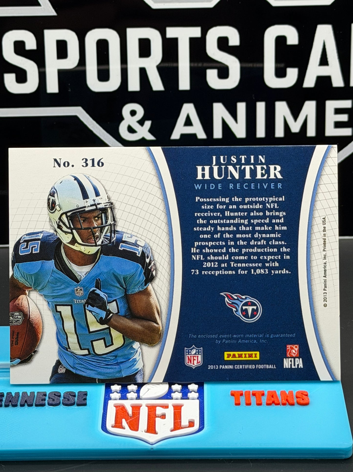 2013 Panini Certified Justin Hunter RC Freshman Fabric Blue 35/49 #316 Titans