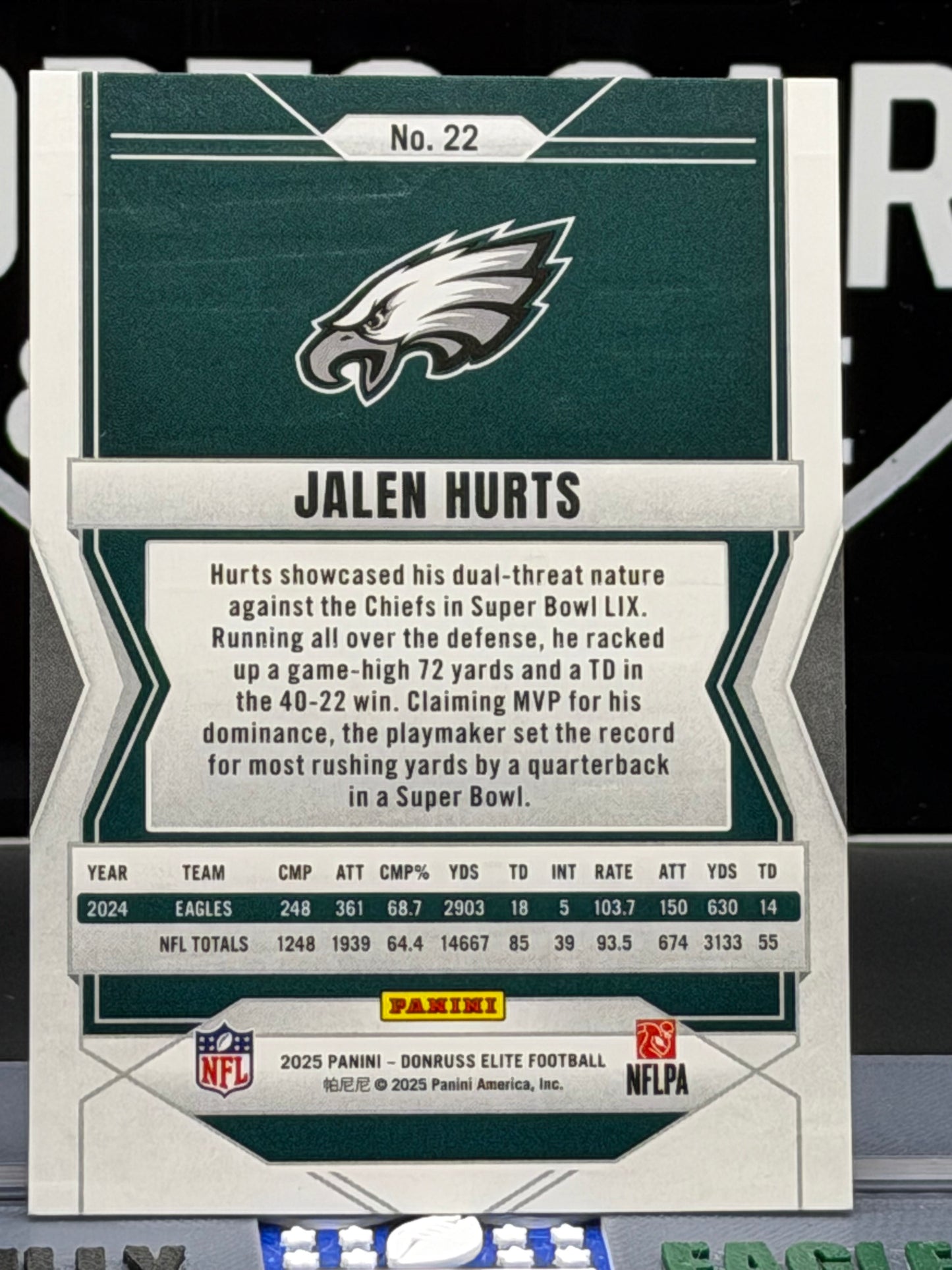 2025 Donruss Elite Jalen Hurts Aspirations 32/99 Philadelphia Eagles