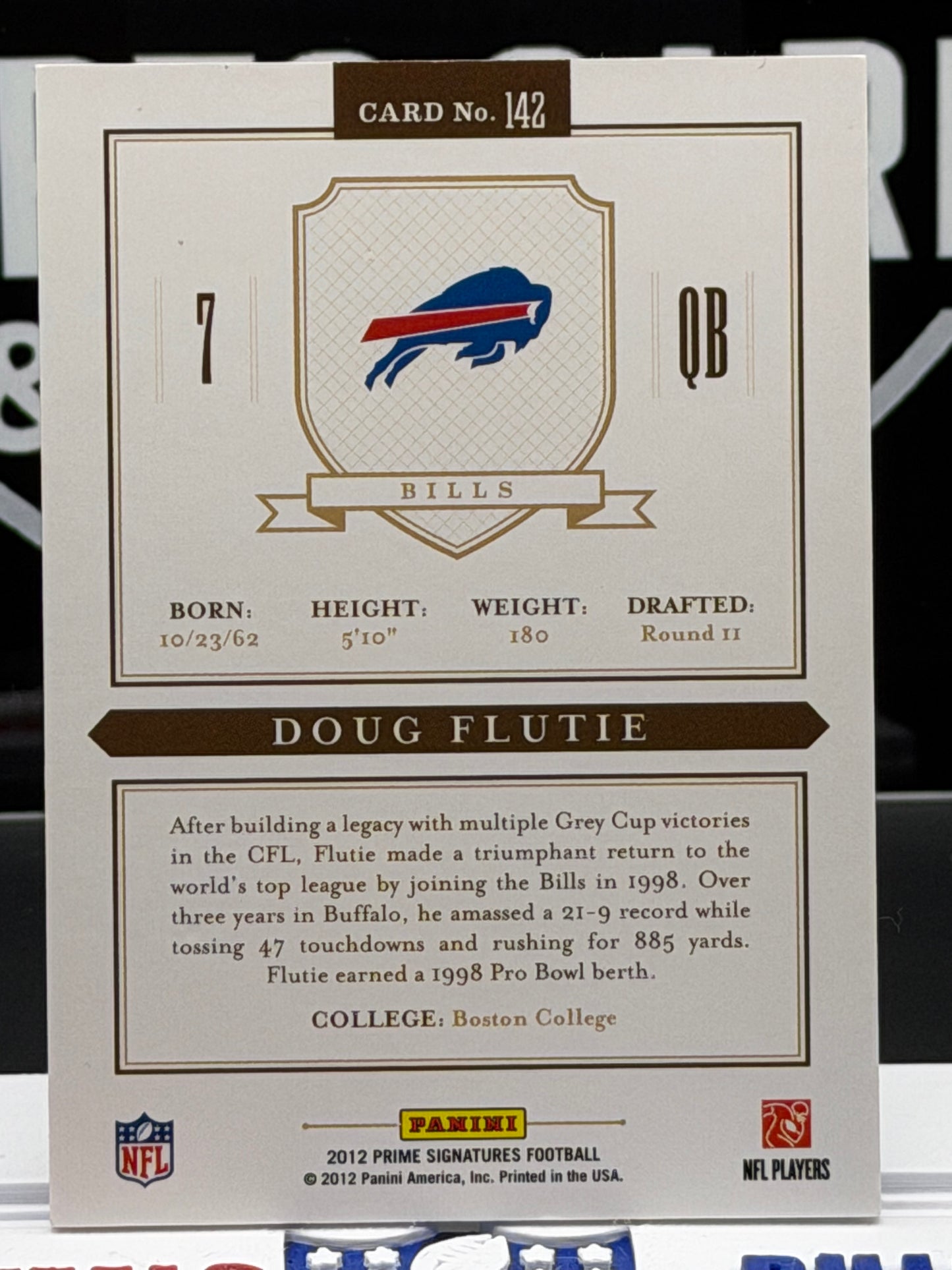2012 Panini Prime Signatures Doug Flutie #142 353/499 Bills Serial