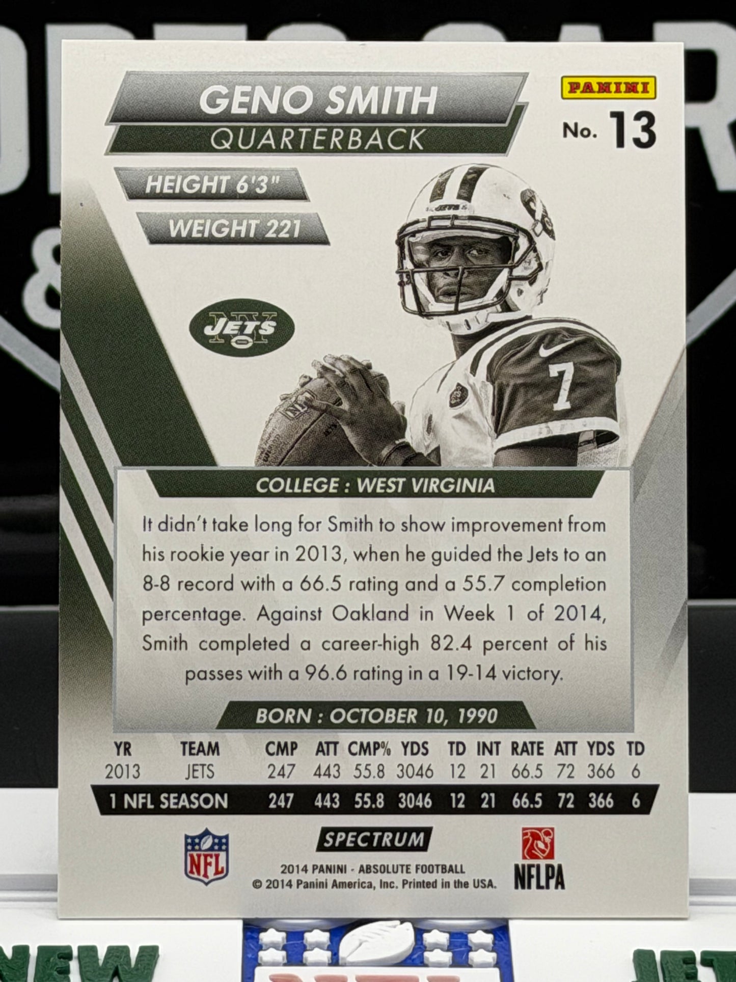2014 Panini Absolute Geno Smith Spectrum Green 15/25 Jets #13 Serial Numbered