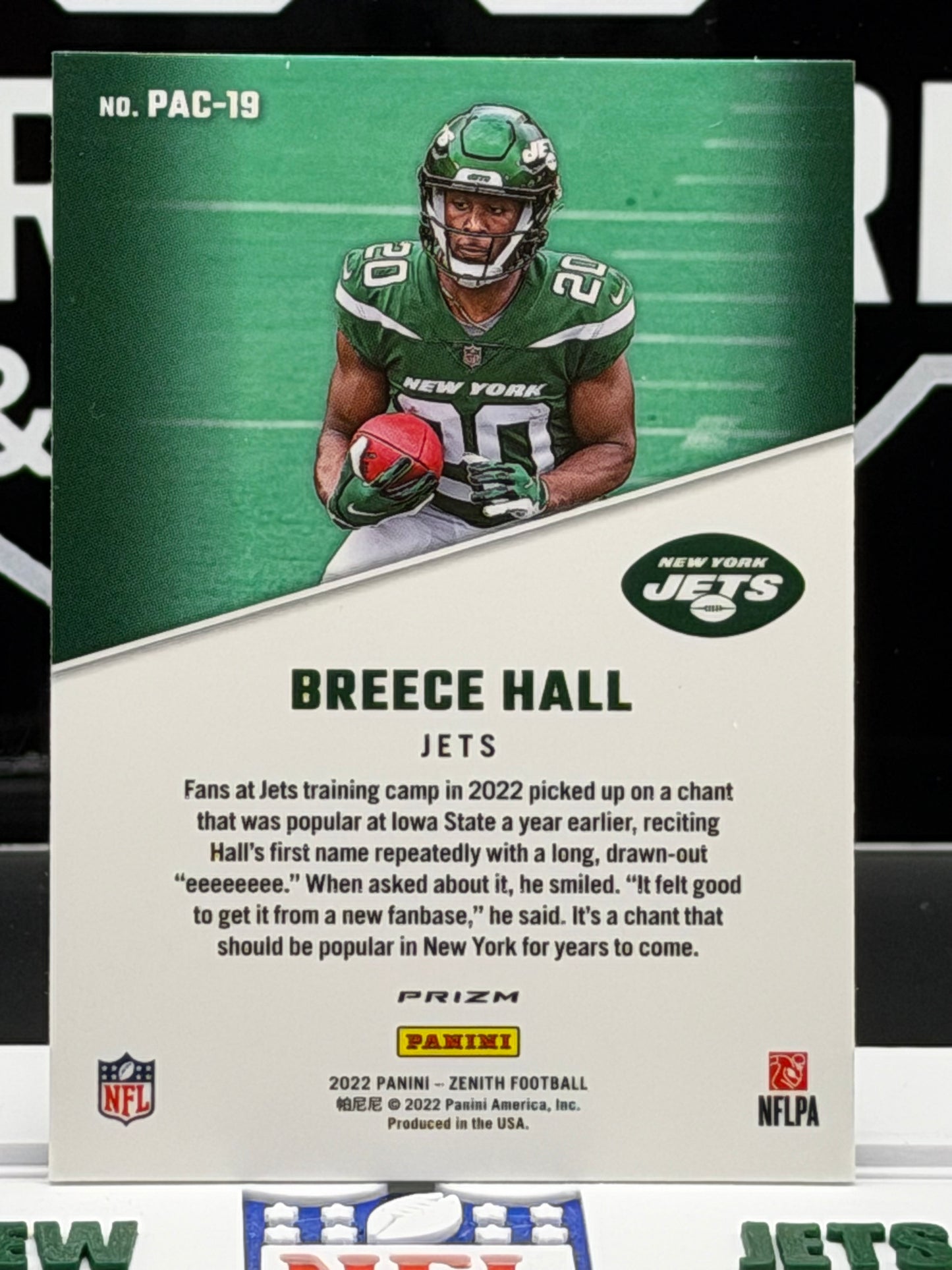 2022 Panini Zenith Pacific Breece Hall RC PAC-19 Jets