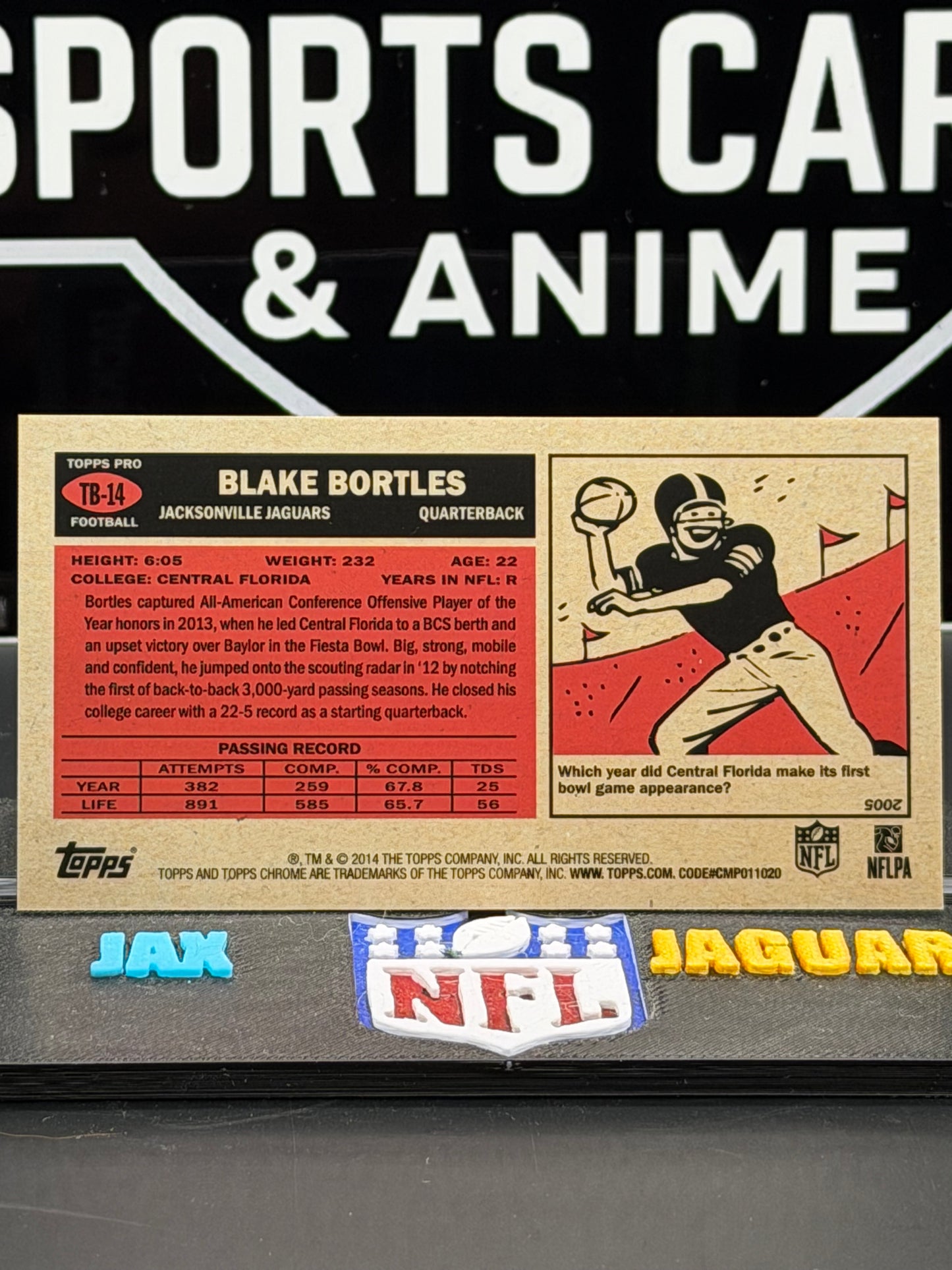 2014 Topps Pro TB-14 Blake Bortles Rookie Jaguars QB Insert
