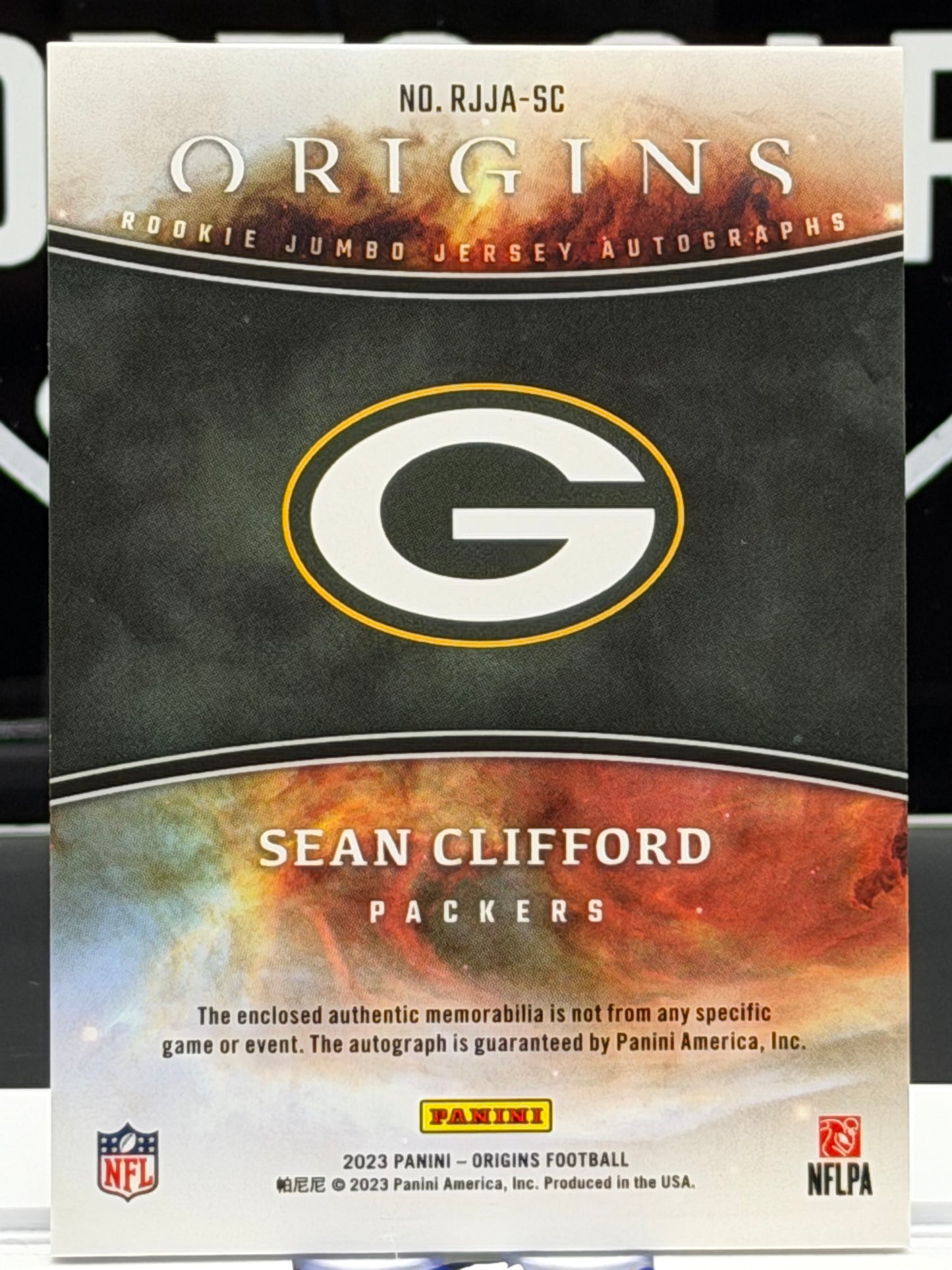 2023 Panini Origins Sean Clifford Rookie Jumbo Patch Auto Packers RC