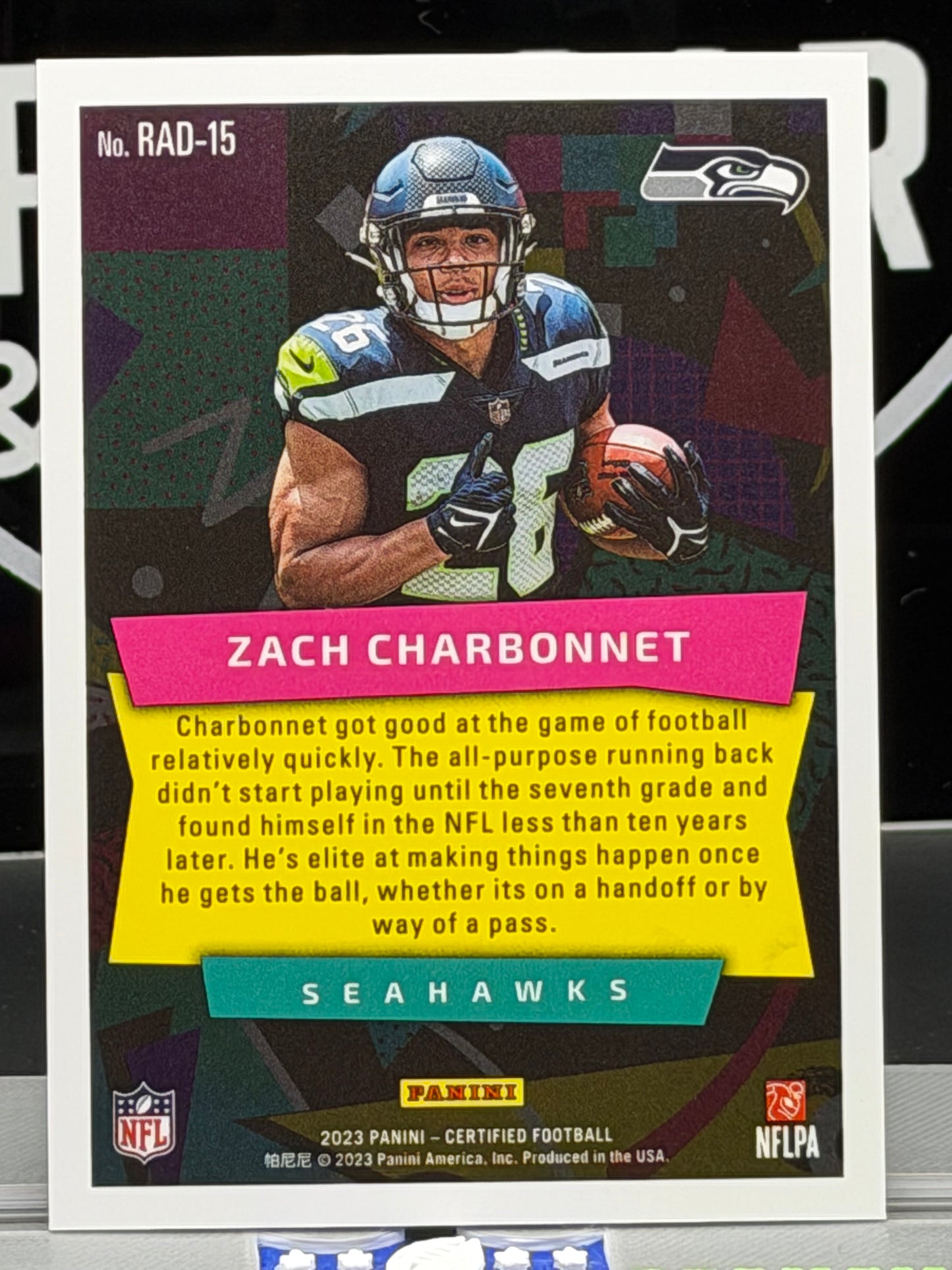 2023 Panini Certified Radical Rookies Zach Charbonnet RC RAD-15 Seahawks