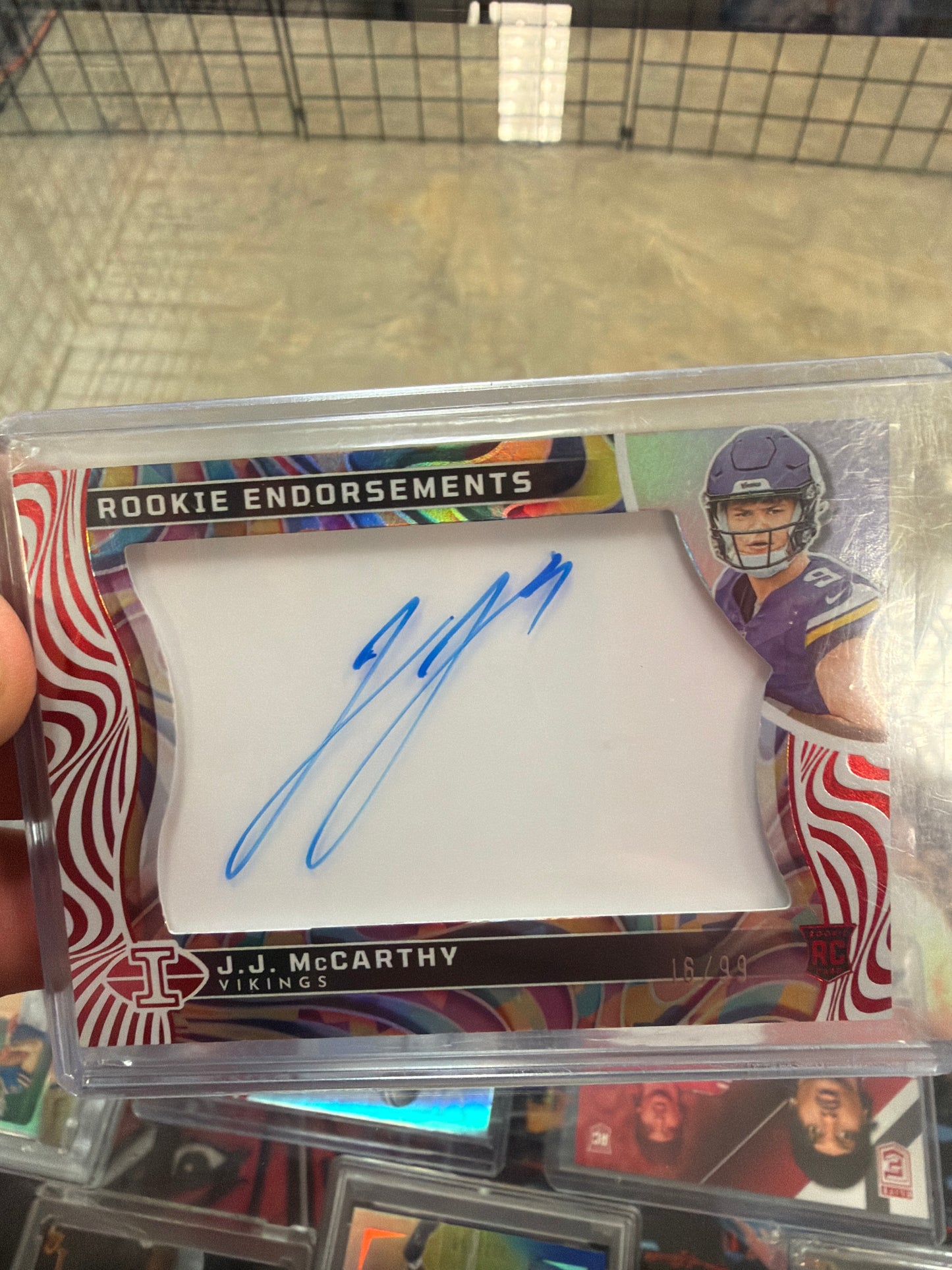 2024 Panini Illusions J.J. McCarthy Rookie Endorsements Auto /99 Vikings RC #RE-JJM