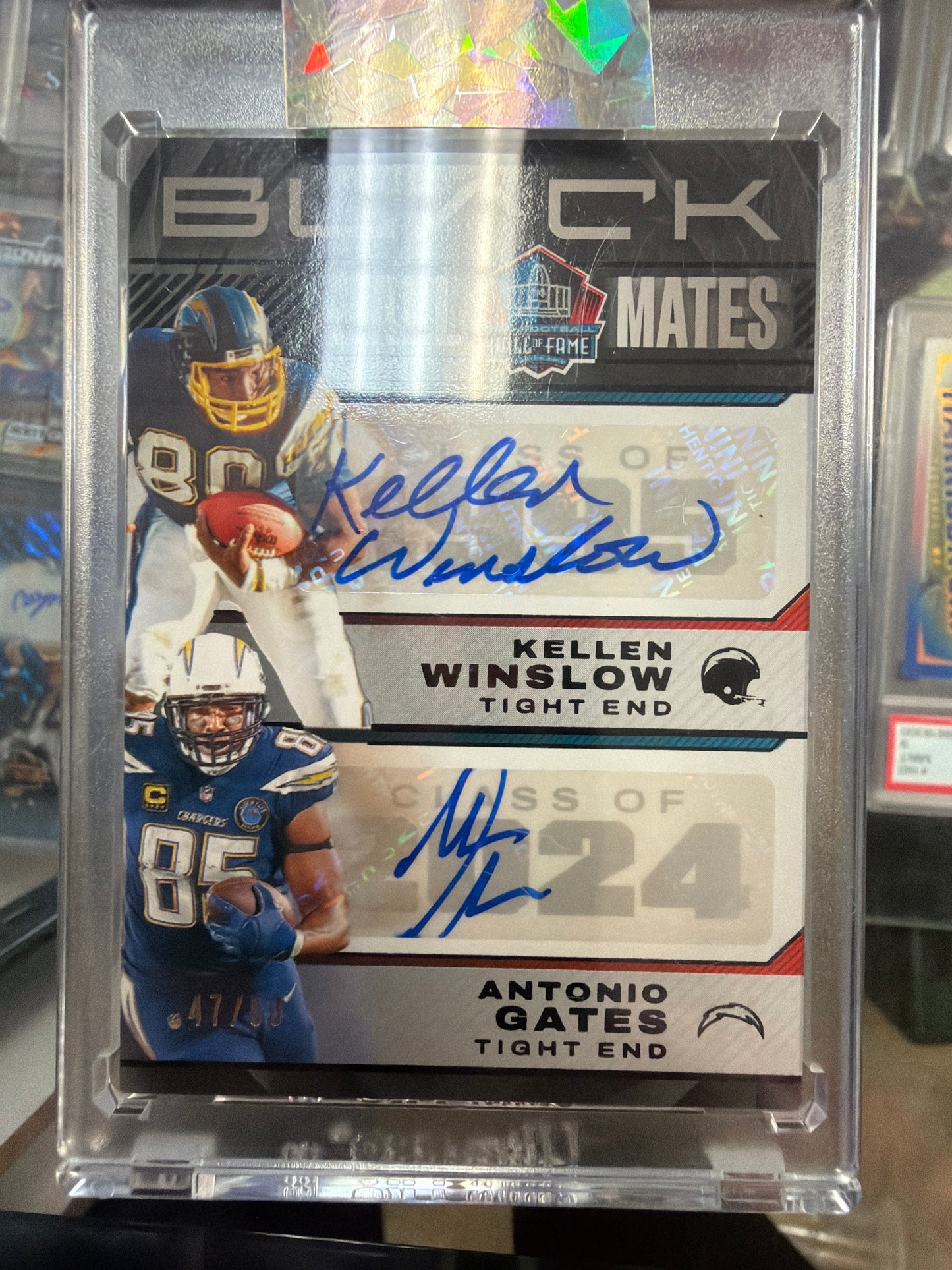 Kellen Winslow Antonio Gates Dual Auto /50 Panini Black Hall Mates HOF Chargers