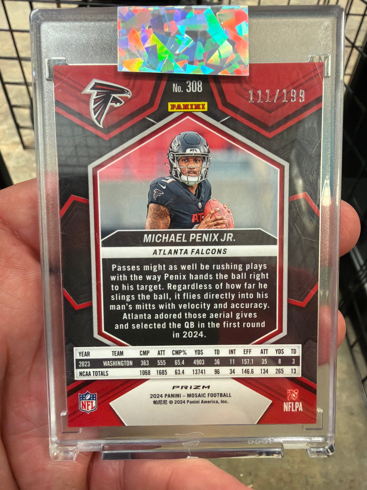 2024 Mosaic Michael Penix Jr RC Orange /199 #308 Falcons Rookie
