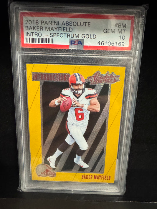 2018 Panini Absolute Baker Mayfield Introductions Gold Spectrum Rookie RC PSA 10 – Cleveland Browns