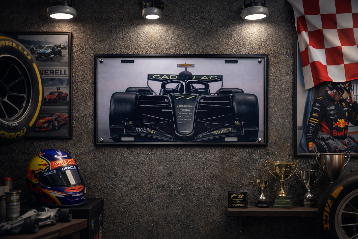 Cadillac Motorsport License Plate Wall Art – Formula-Style #77 Car – Racing Fan Decor