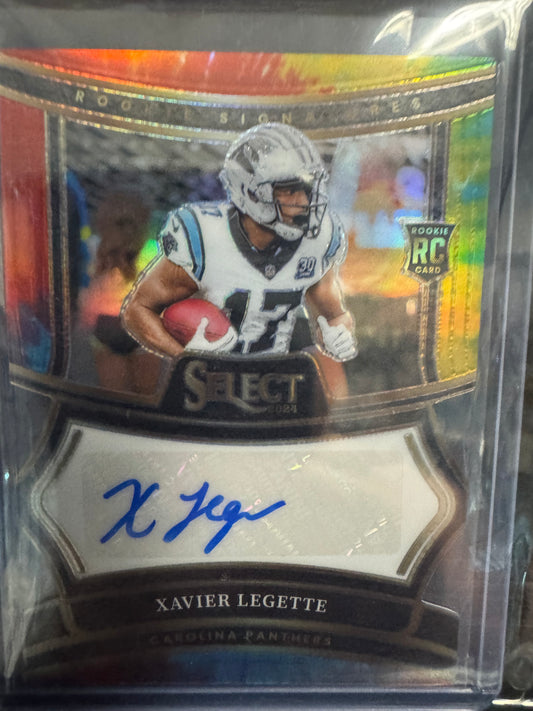 2024 Panini Select Xavier Legette Rookie Signatures Silver Auto /399 RC – Carolina Panthers