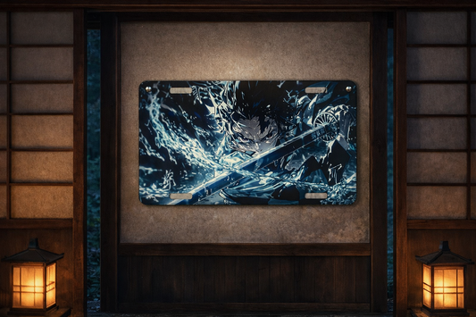 Anime Demon Slayer Inspired License Plate – Water Breathing Swordsman – Gamer Room Wall Decor