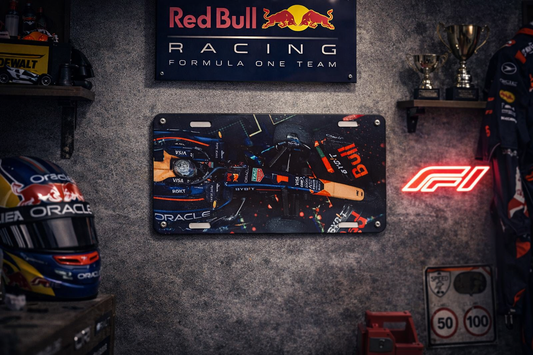 Red Bull Racing F1 Metal License Plate Sign – RB Formula 1 Car Wall Decor – Garage / Game Room / Man Cave