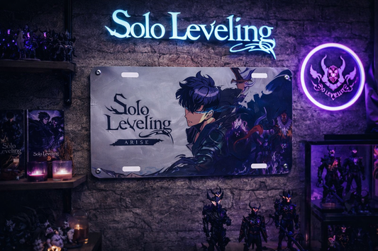 Solo Leveling Inspired Metal License Plate Sign – Anime Wall Decor – Game Room / Man Cave / Collector Display