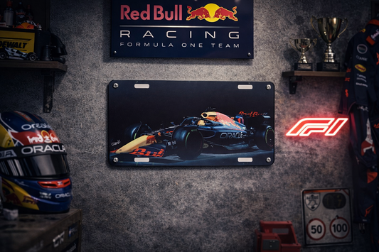 Red Bull Racing F1 Metal License Plate Sign – Oracle RB Formula 1 Car Wall Decor – Garage / Man Cave / Game Room