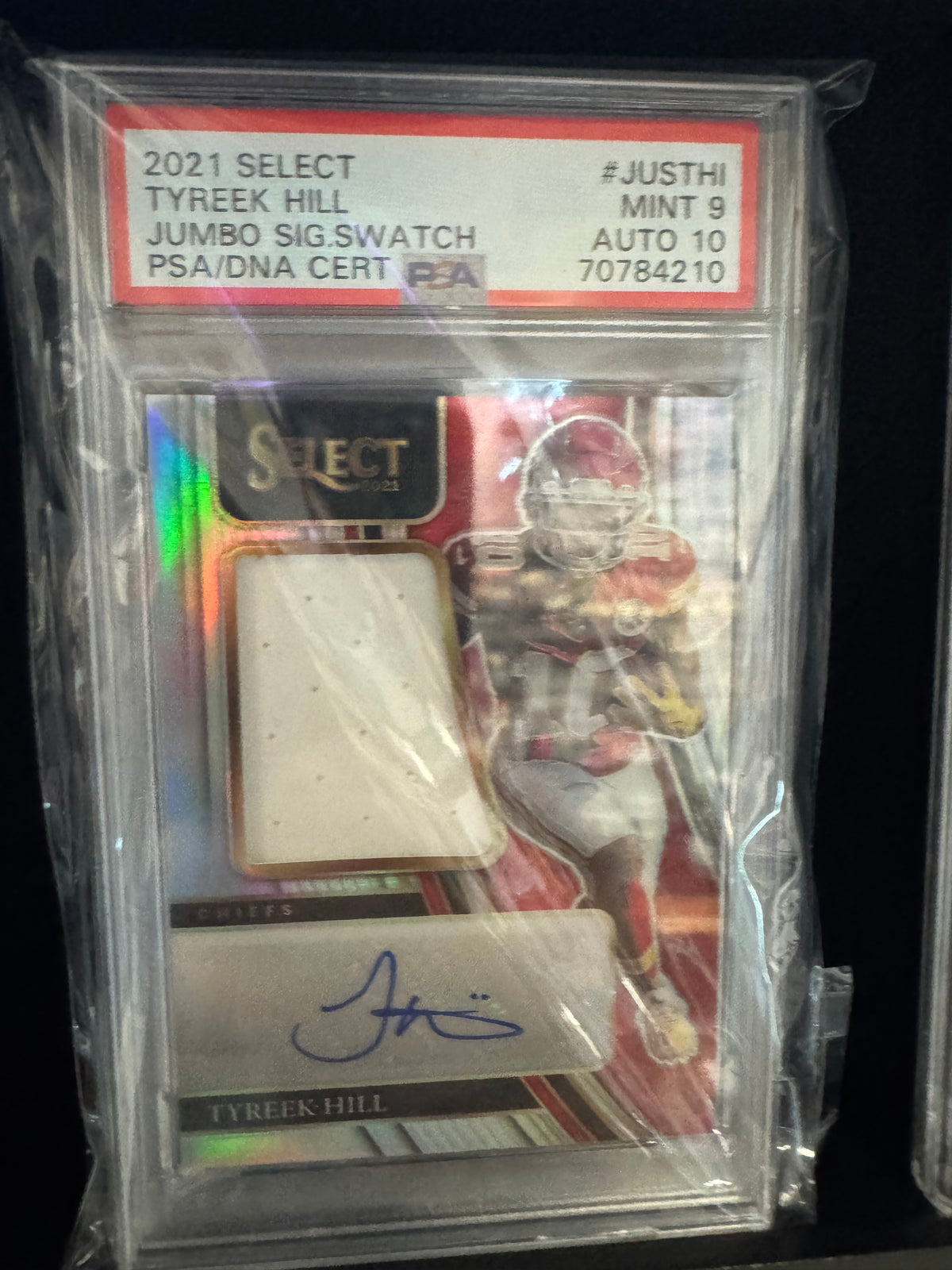 2021 Panini Select Tyreek Hill Jumbo Signature Swatch Auto PSA 9 / Auto 10