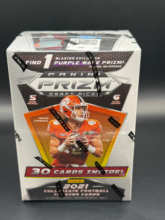 2021 Panini Prizm Draft Picks Collegiate Football Blaster Box – Purple Wave Prizm