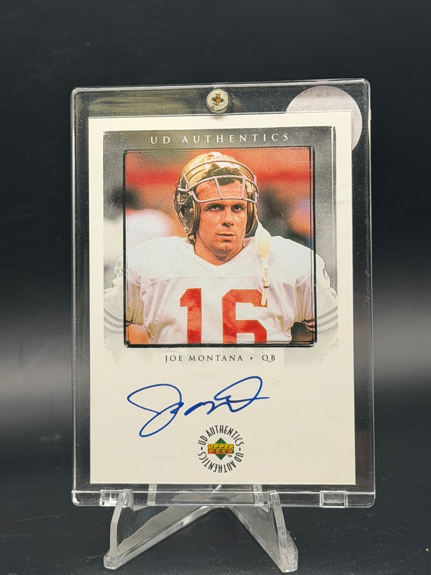 1998 Upper Deck Encore Joe Montana UD Authentics #JM-2 On-Card Autograph – 49ers HOF