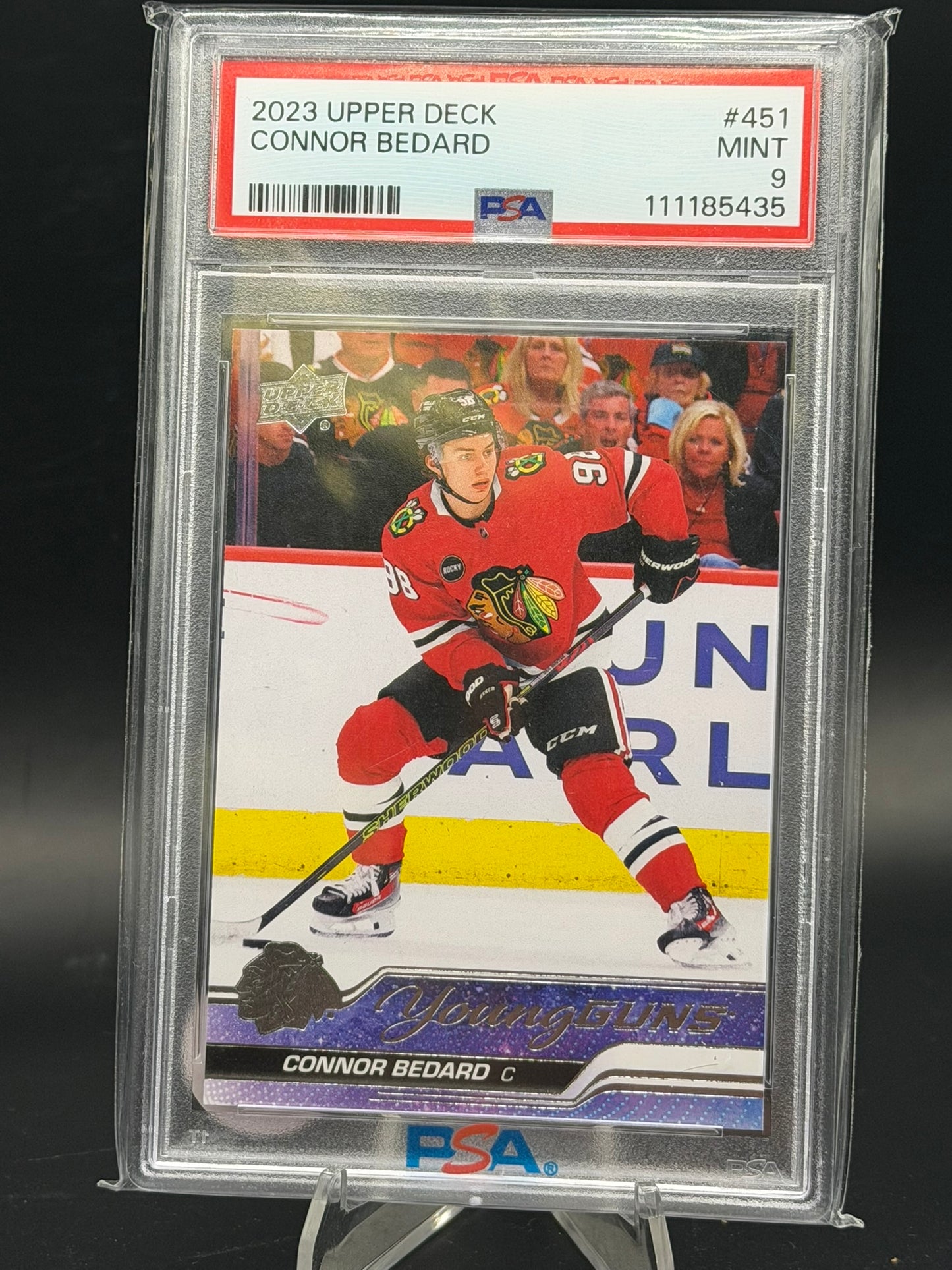 2023-24 Upper Deck Connor Bedard Young Guns #451 Rookie Card RC – PSA 9 MINT – Chicago Blackhawks