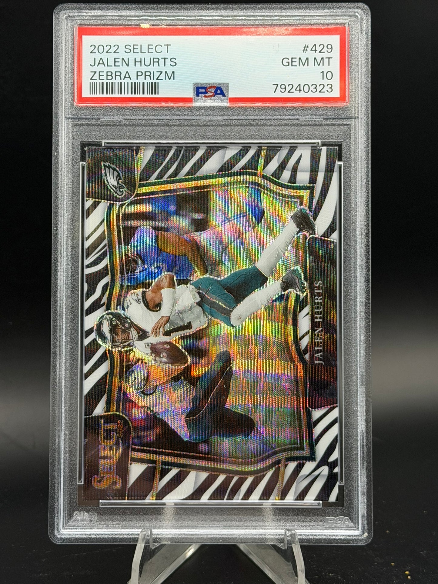 2022 Panini Select Jalen Hurts #429 Zebra Prizm SSP PSA 10 GEM MINT Eagles