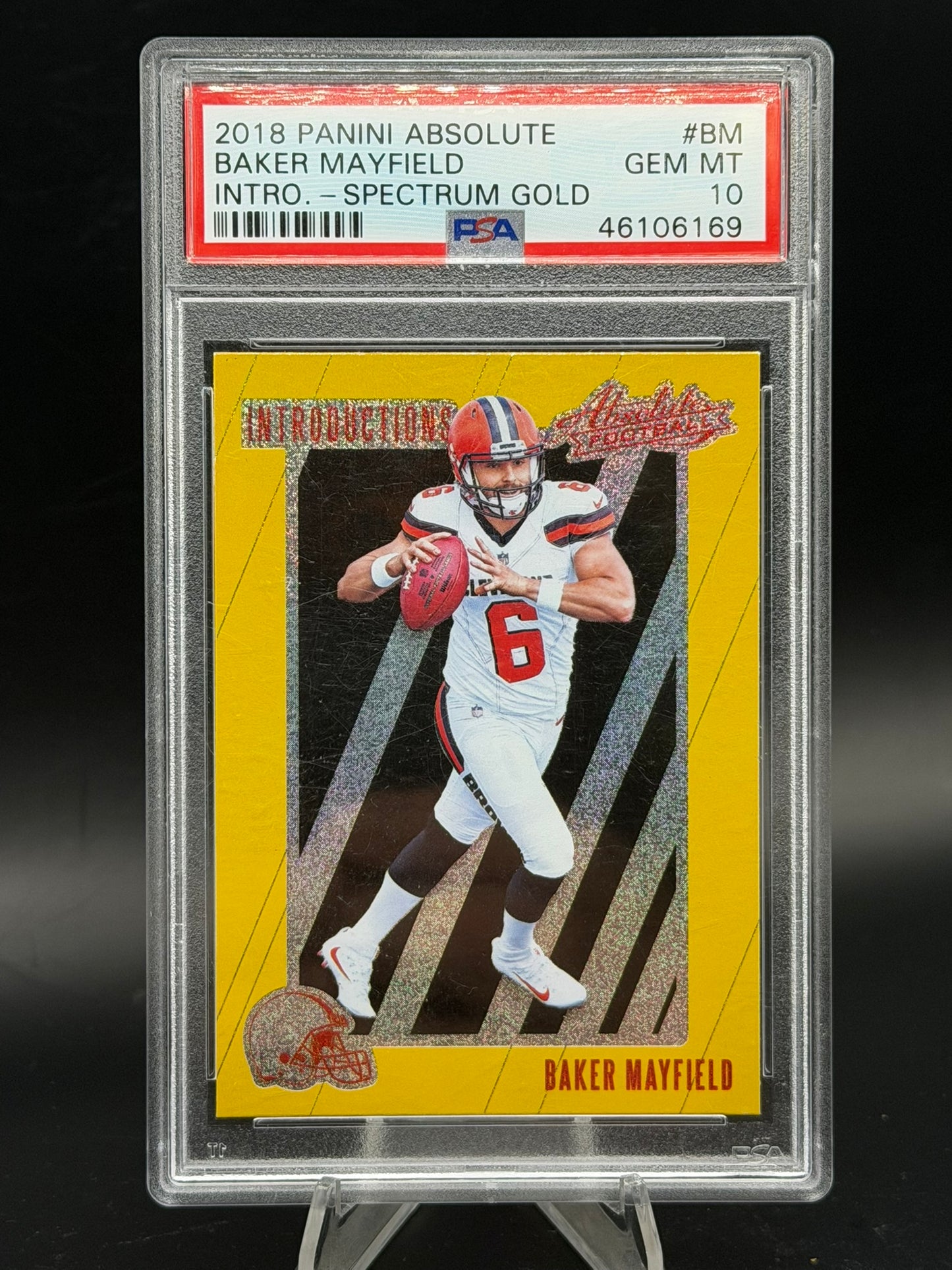 2018 Panini Absolute Baker Mayfield Introductions Spectrum Gold PSA 10 GEM MINT RC