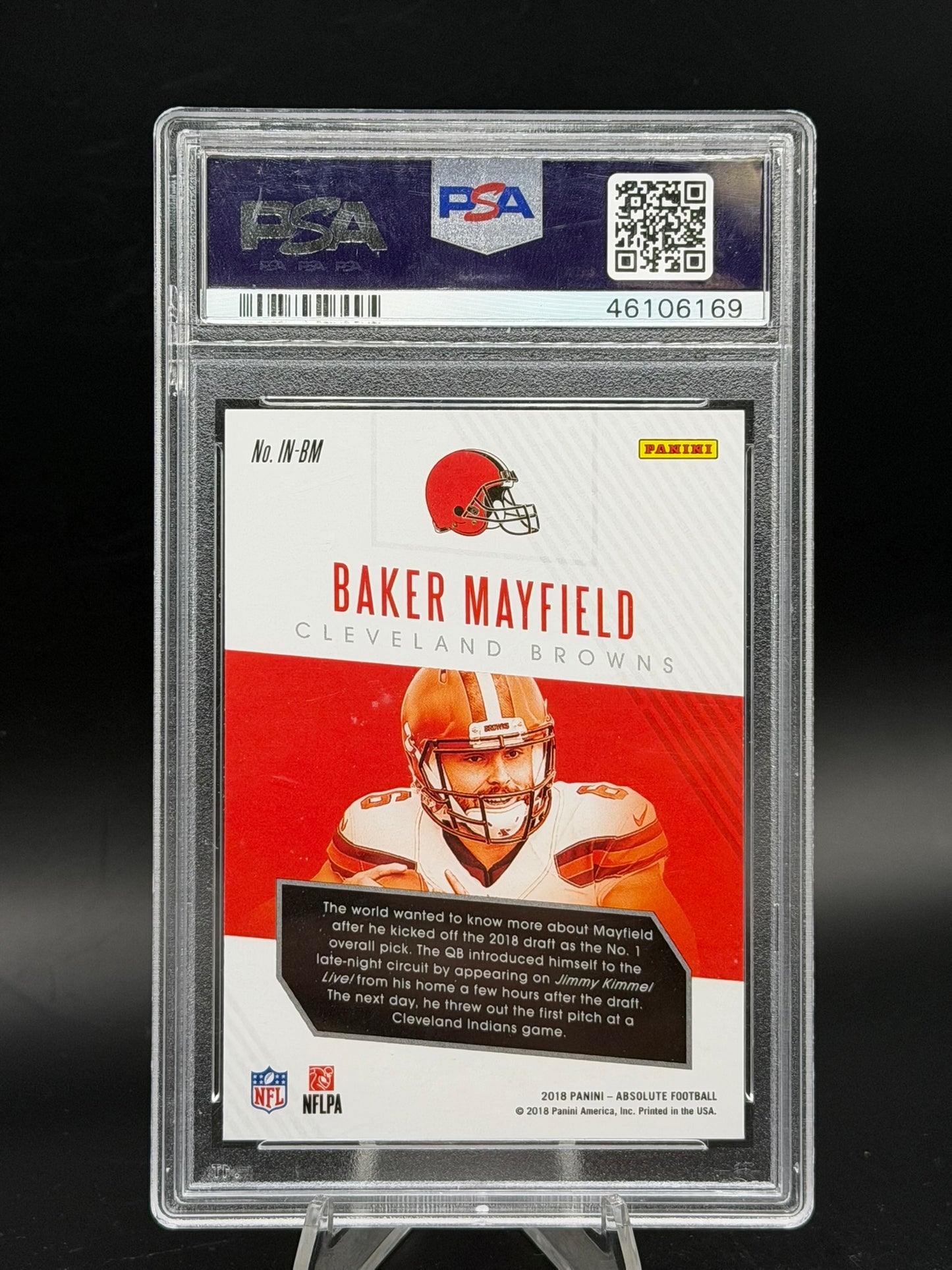 2018 Panini Absolute Baker Mayfield Introductions Spectrum Gold PSA 10 GEM MINT RC