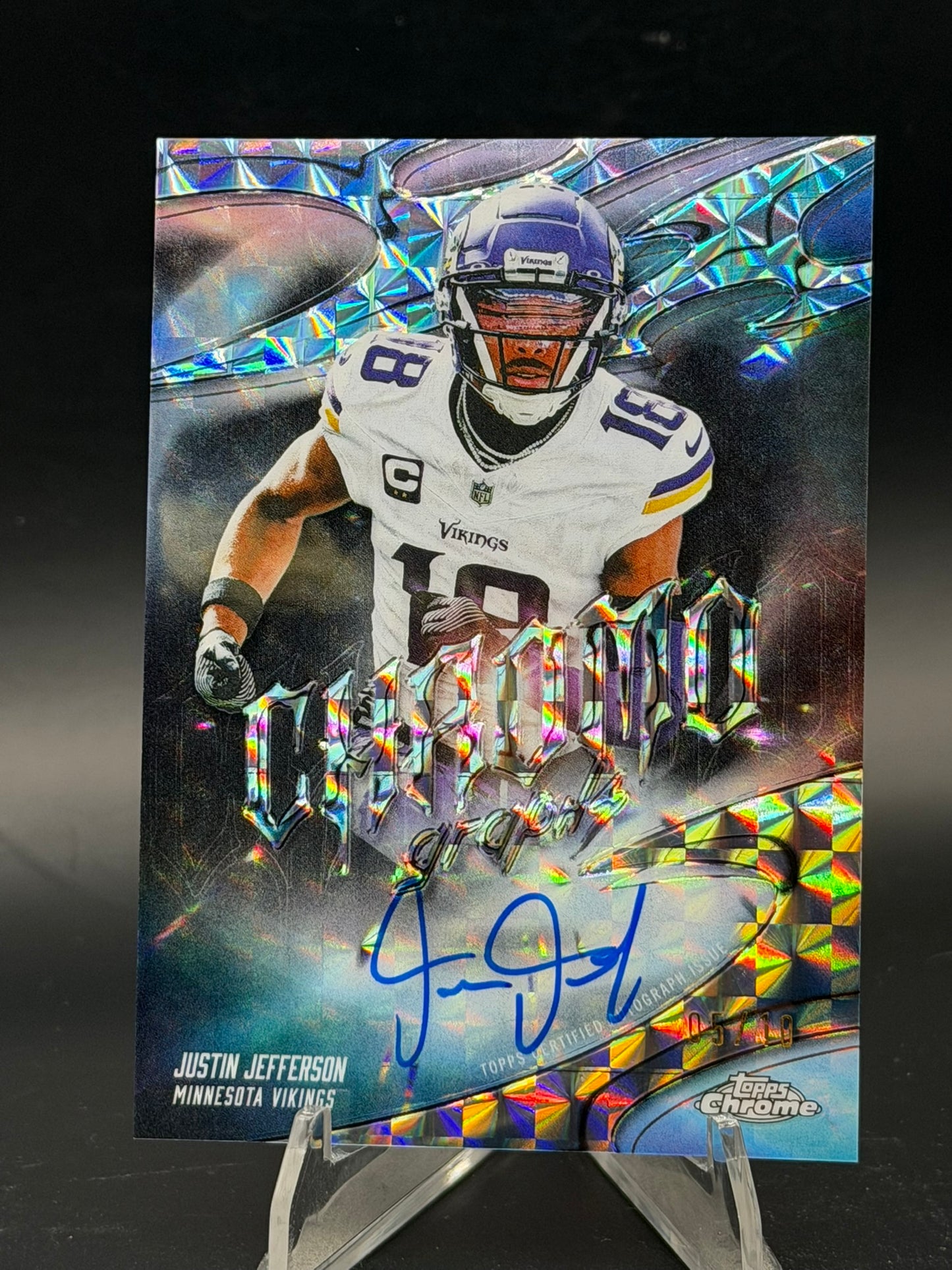 2025 Topps Chrome Justin Jefferson Chromographs Auto Black Geometric /10 CG-JJ Vikings
