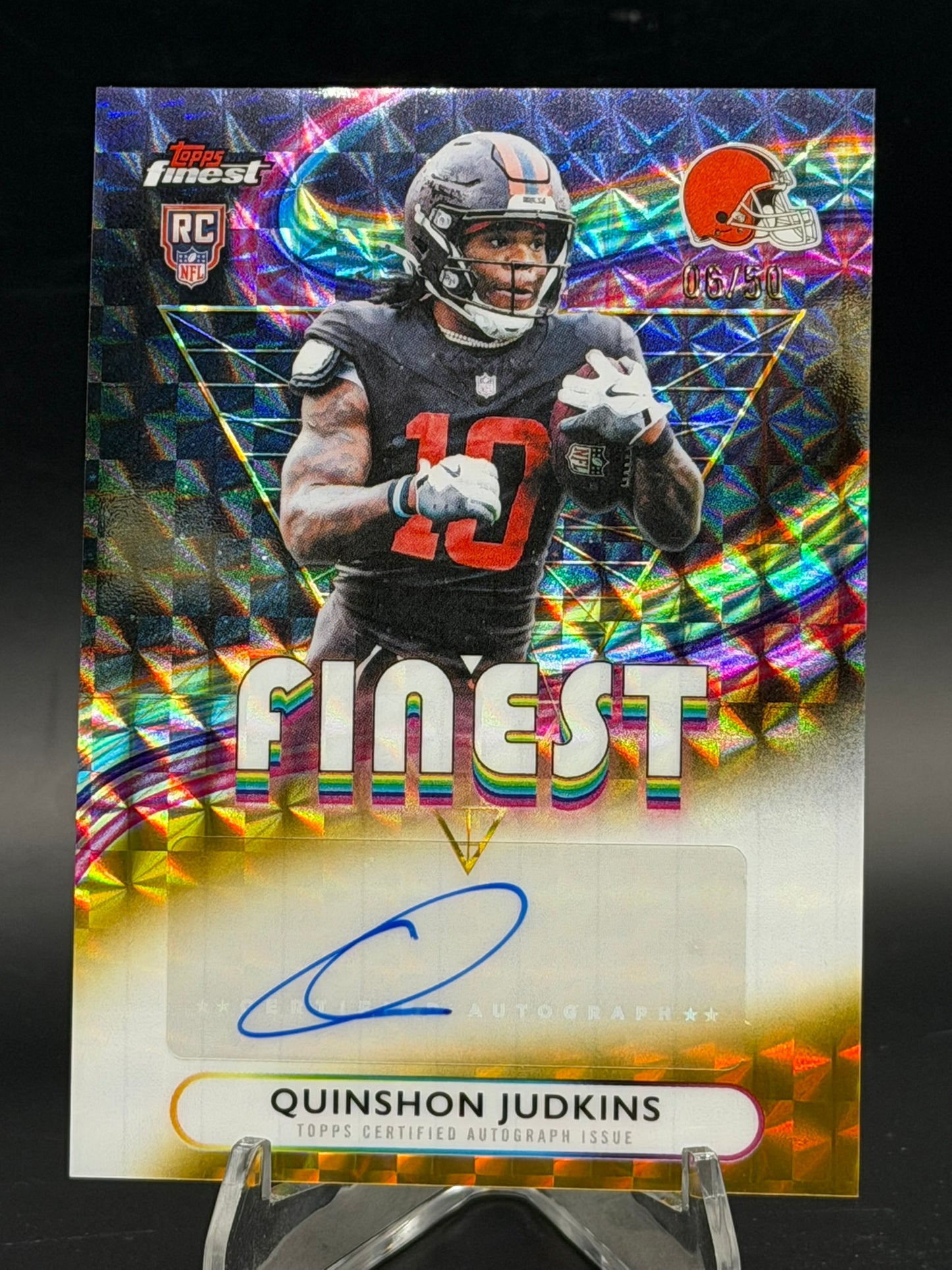 2025 Topps Finest Quinshon Judkins Rookie Finest Auto Gold Refractor /50 RC Browns
