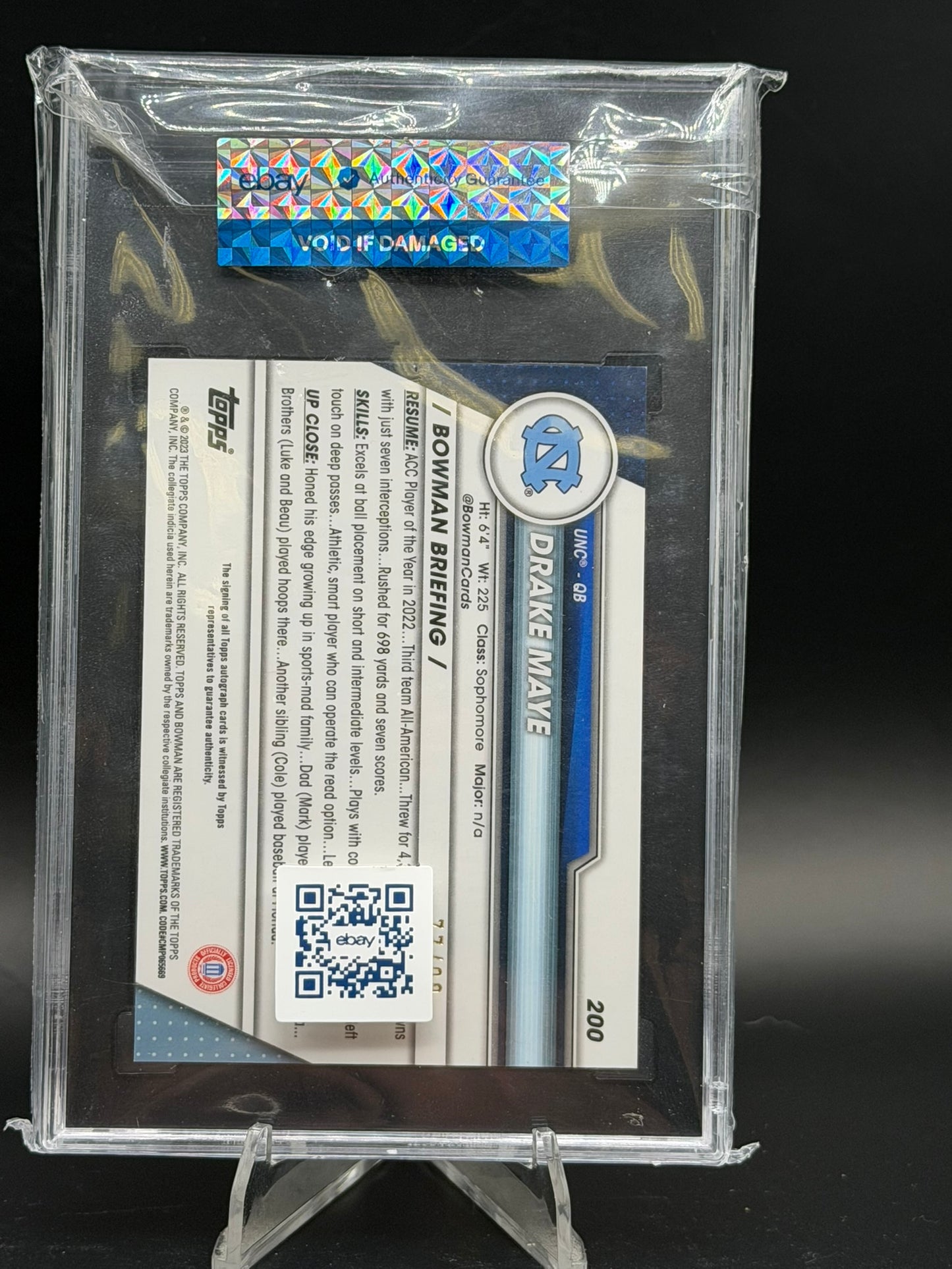2023 Topps Bowman Chrome U Drake Maye 1st Bowman Auto Green Refractor /99 SGC 10