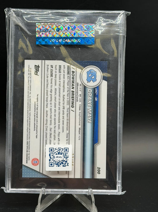 2023 Topps Bowman Chrome U Drake Maye 1st Bowman Auto Green Refractor /99 SGC 10