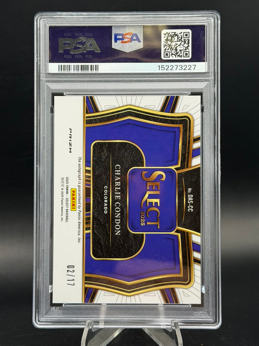 2025 Panini Select Charlie Condon Diamond Action Auto Mojo FOTL /17 PSA 10 GEM MT