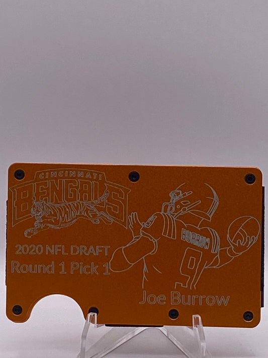 Joe Burrow Cincinnati Bengals RFID Wallet – 2020 #1 Draft Pick 1/1 Custom Engraved