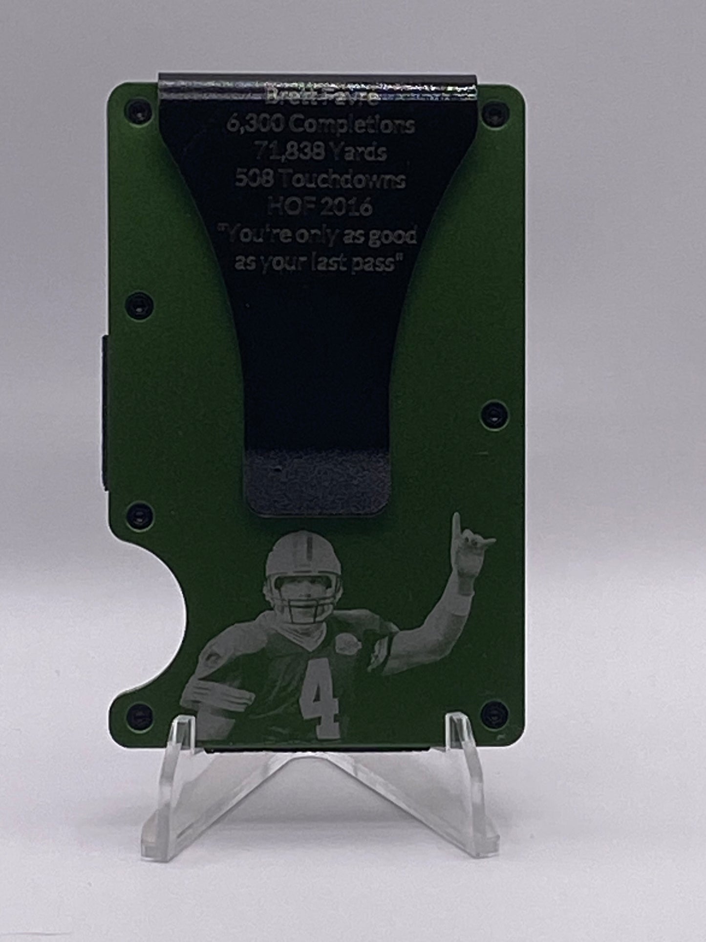 Green Bay Packers Brett Favre RFID Wallet – 1/1 Custom Engraved Aluminum Money Clip