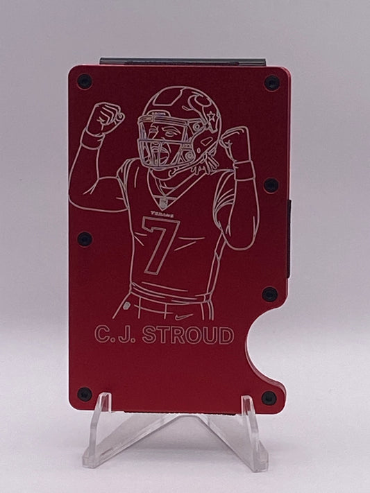 Houston Texans C.J. Stroud RFID Wallet – 1/1 Custom Engraved Aluminum Money Clip