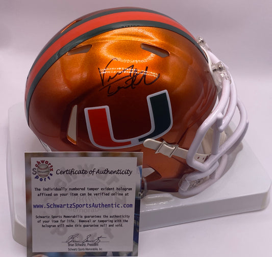 Vinny Testaverde Autographed Miami Hurricanes Mini Helmet – Schwartz COA