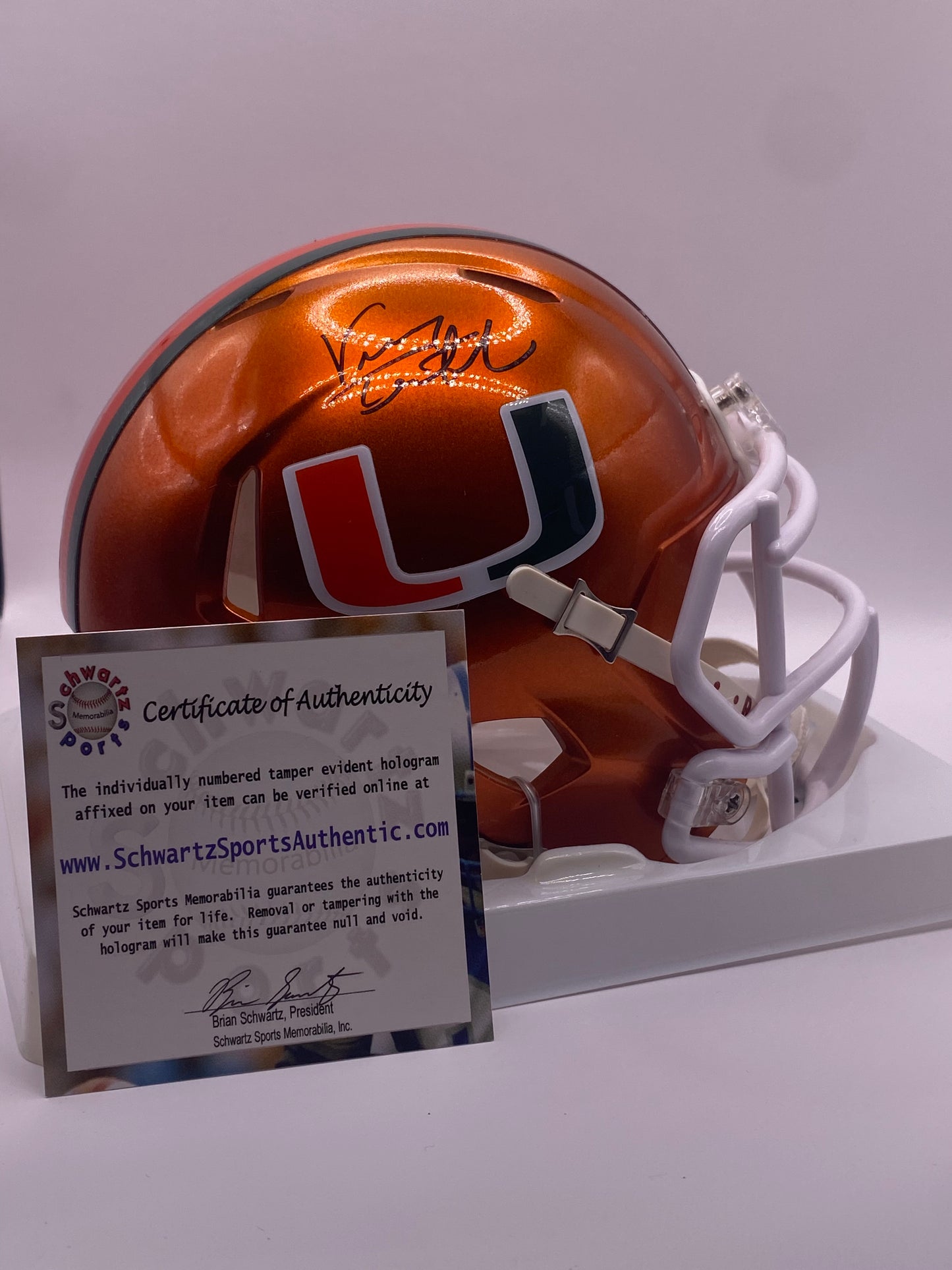 Vinny Testaverde Autographed Miami Hurricanes Mini Helmet – Schwartz COA